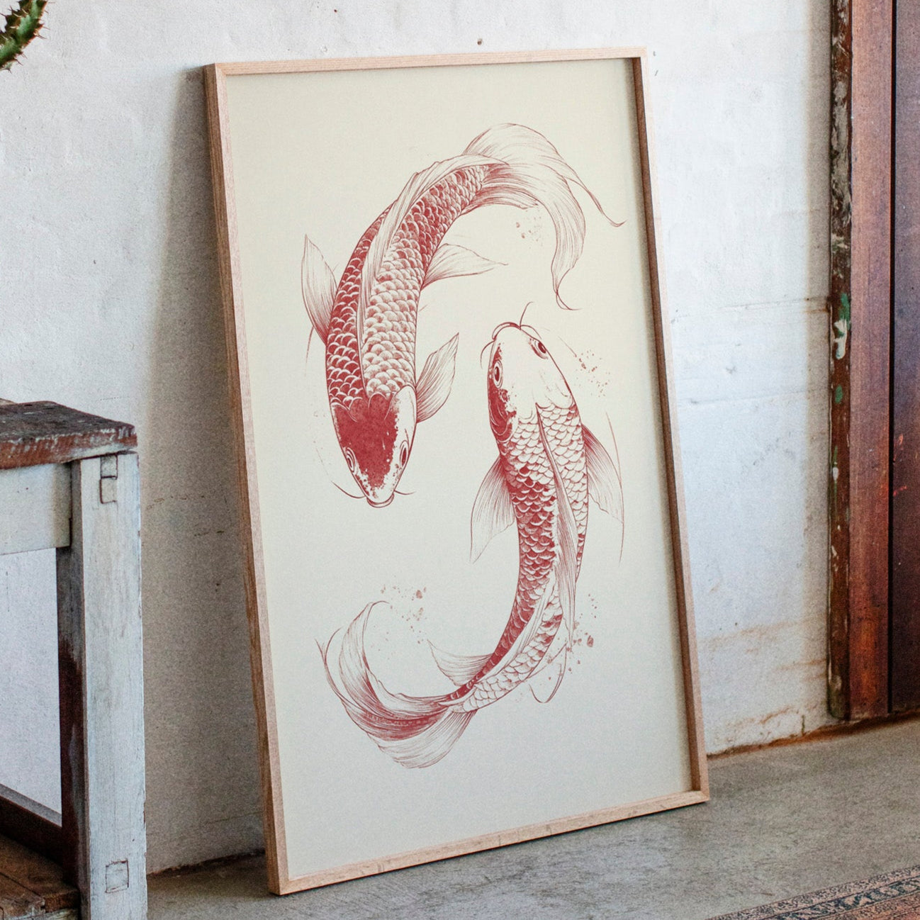 Yin-Yang Koi Fish – Minimalist Japanese Ink Wall Art