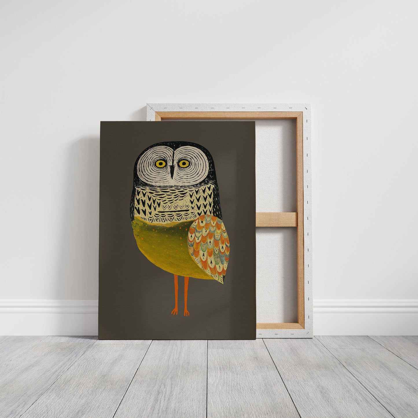 Stylized Owl with Golden Feathers