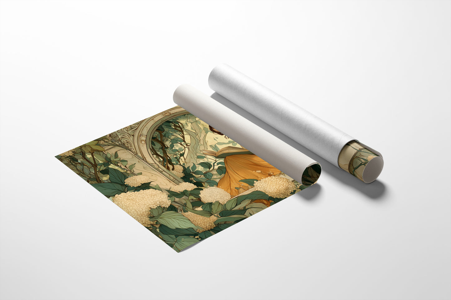 Reading Among Hydrangea Blooms