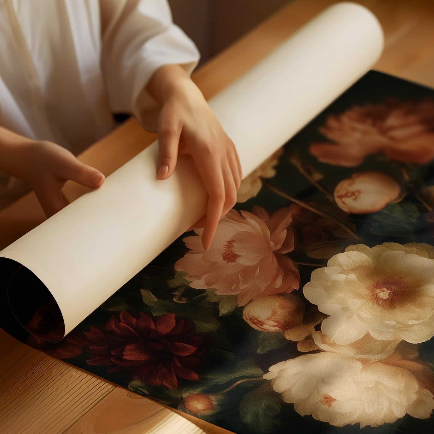 Baroque Peonies in Earthen Vase