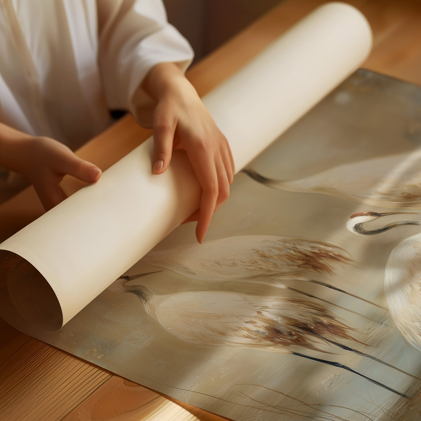 Cranes Dance In Morning Mist