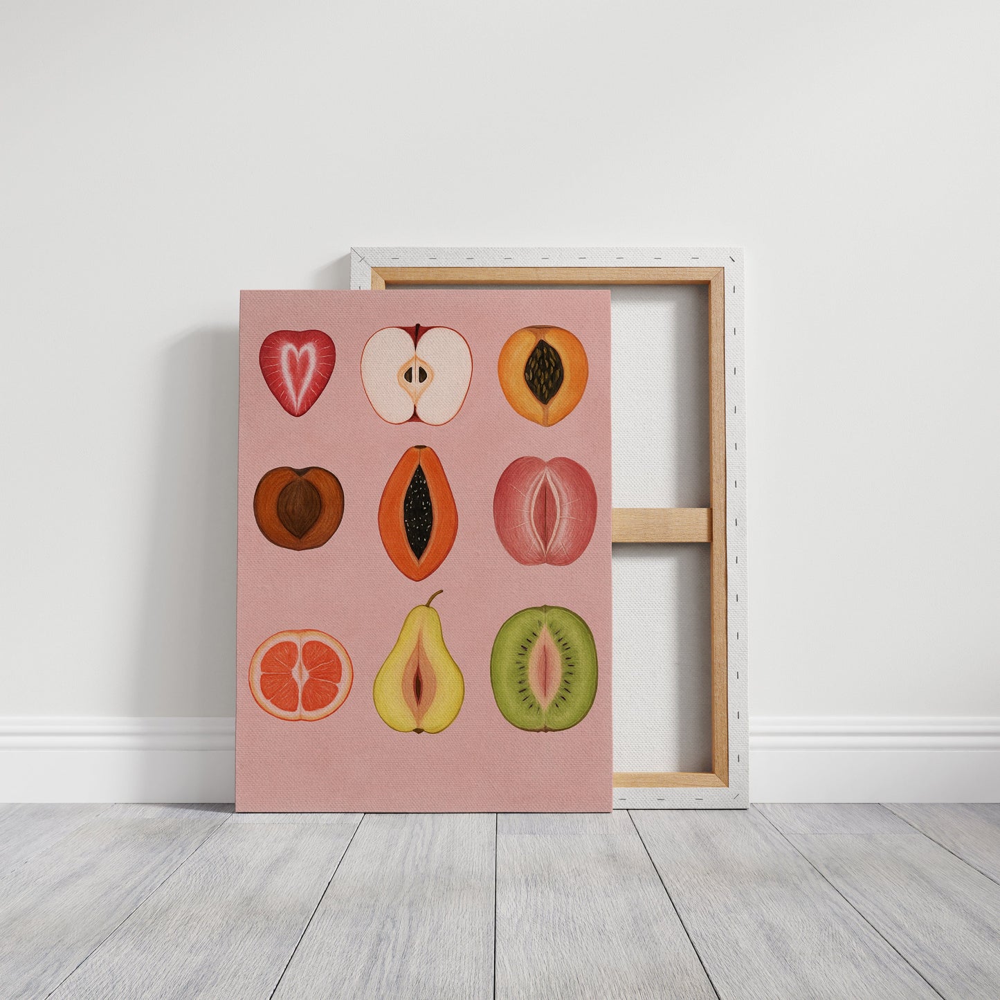 Fruits of Love – Feminine Fruit Print on Pink