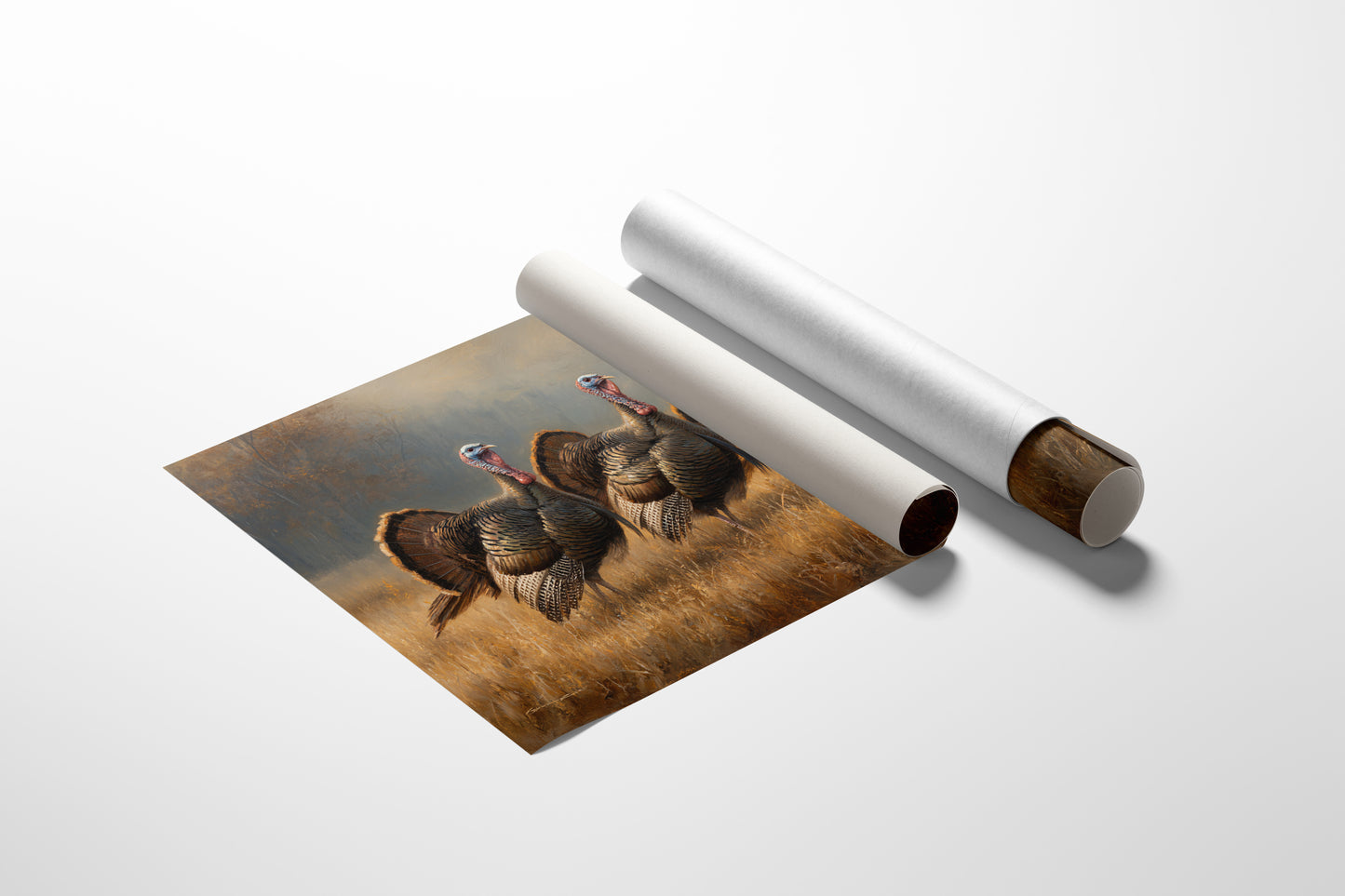 Wild Turkeys March Through Golden Fields