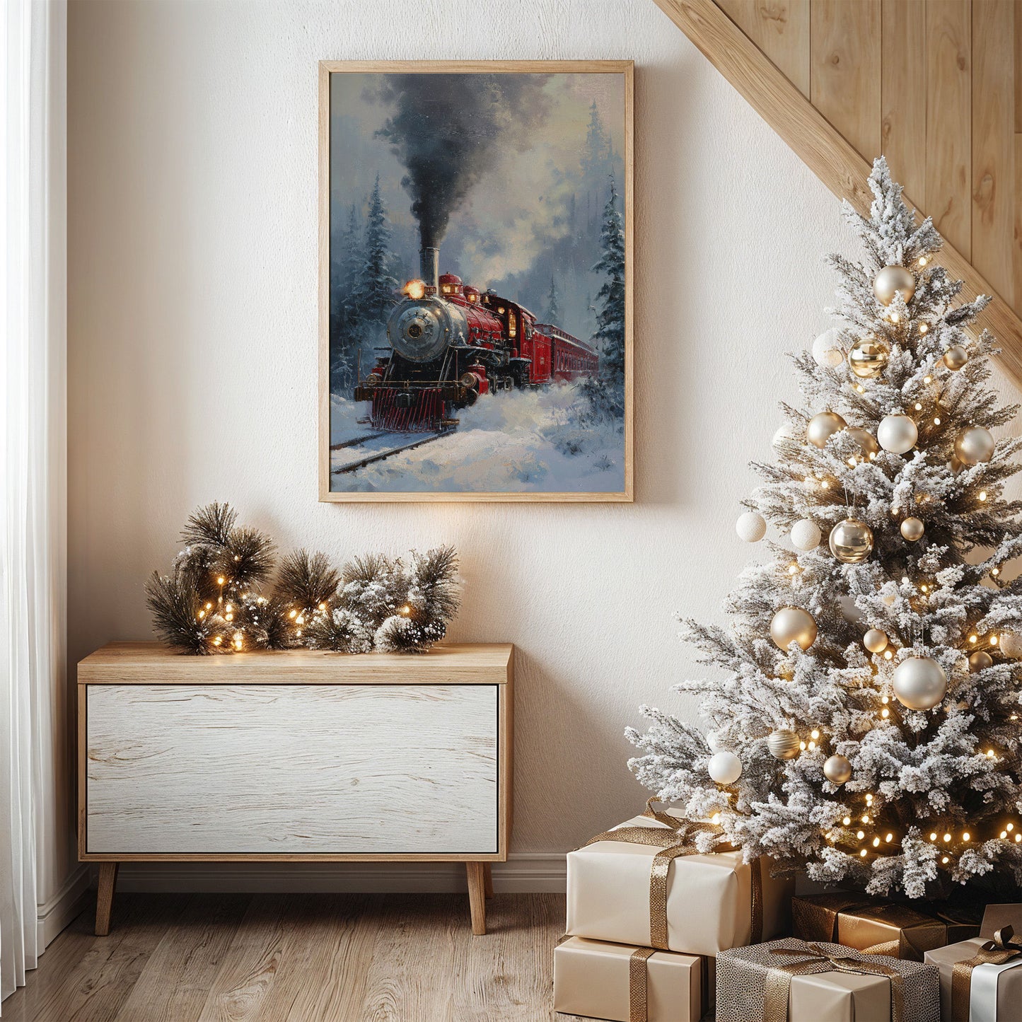 Steam Engine's Winter Night Journey