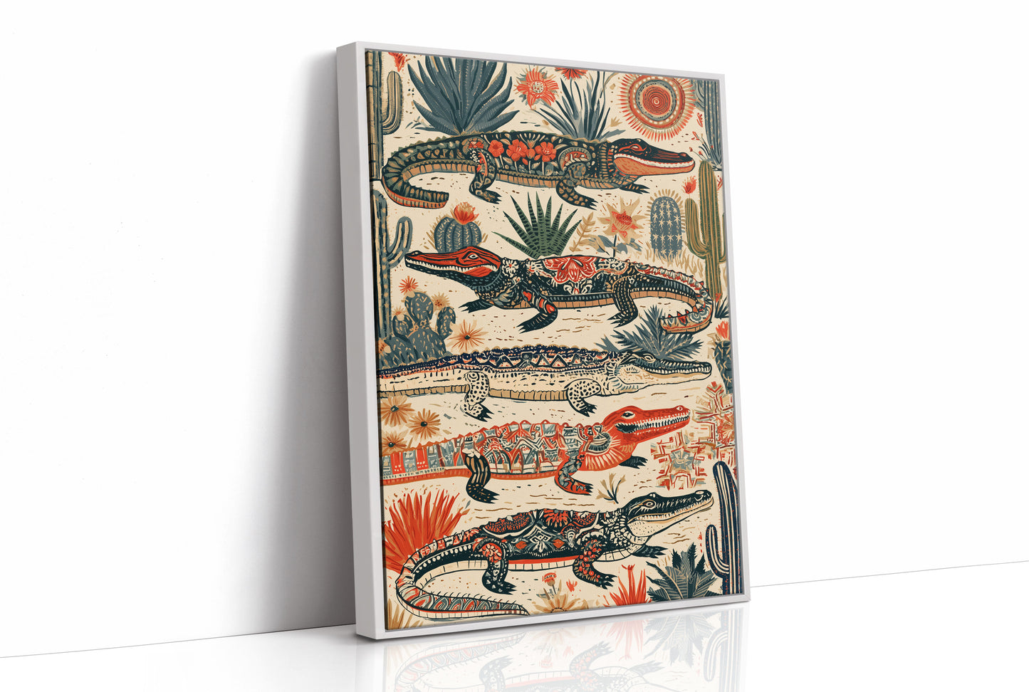 Desert Alligators in Folk Pattern