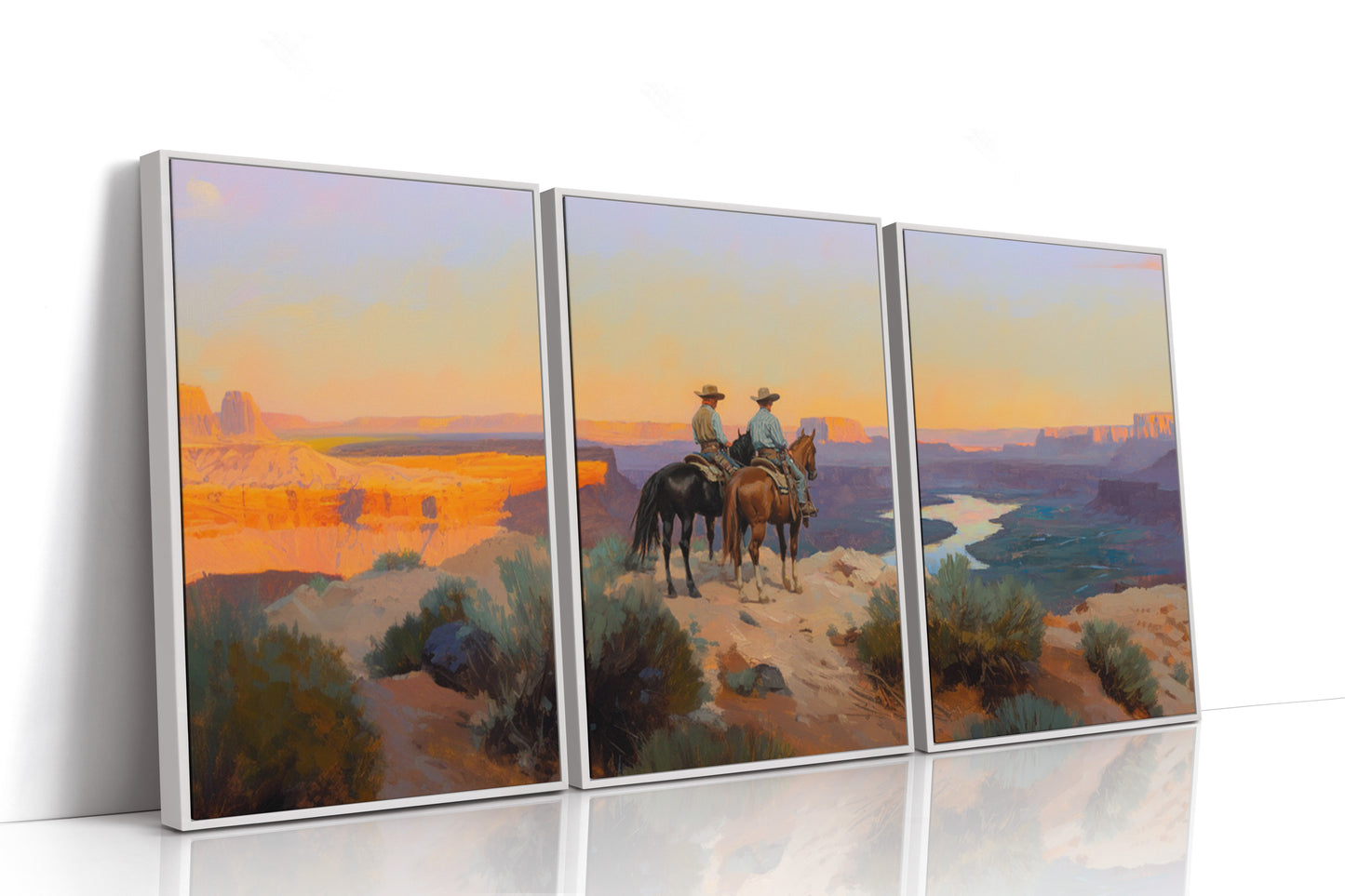 Evening Ride – Cowboy Sunset Triptych