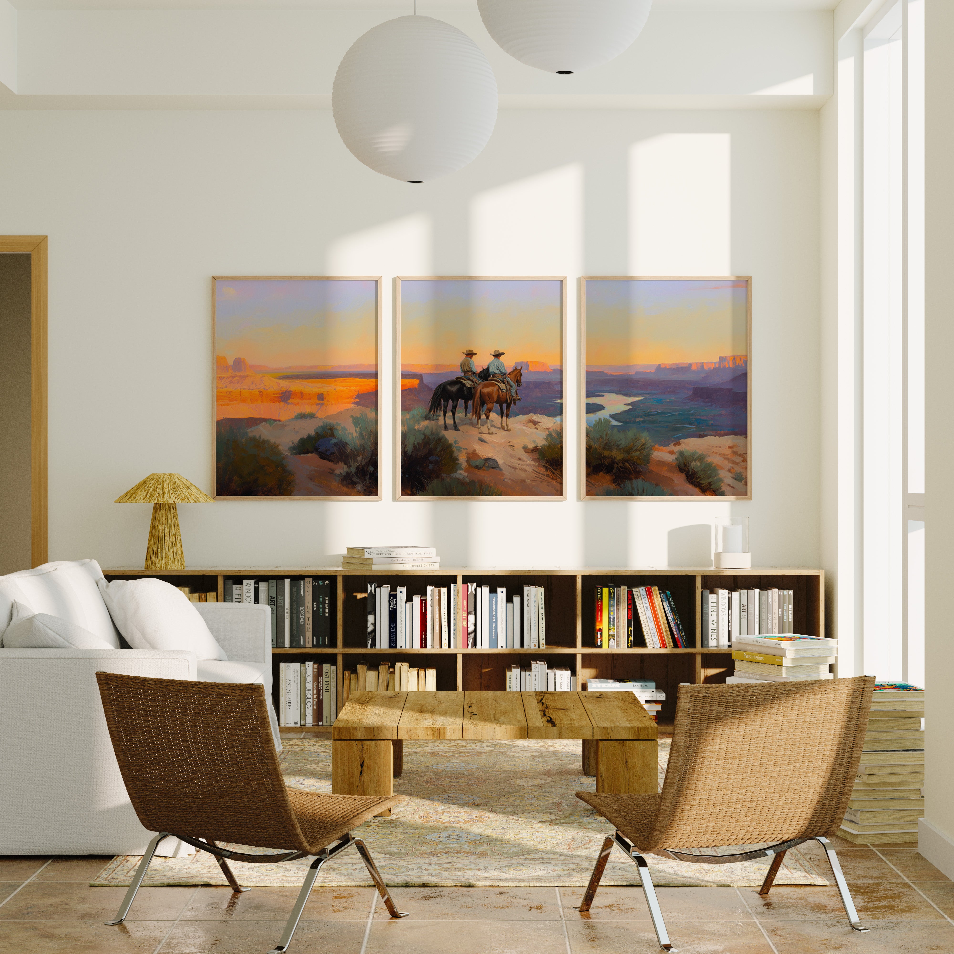 Evening Ride – Cowboy Sunset Triptych