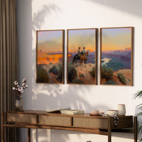 Evening Ride – Cowboy Sunset Triptych