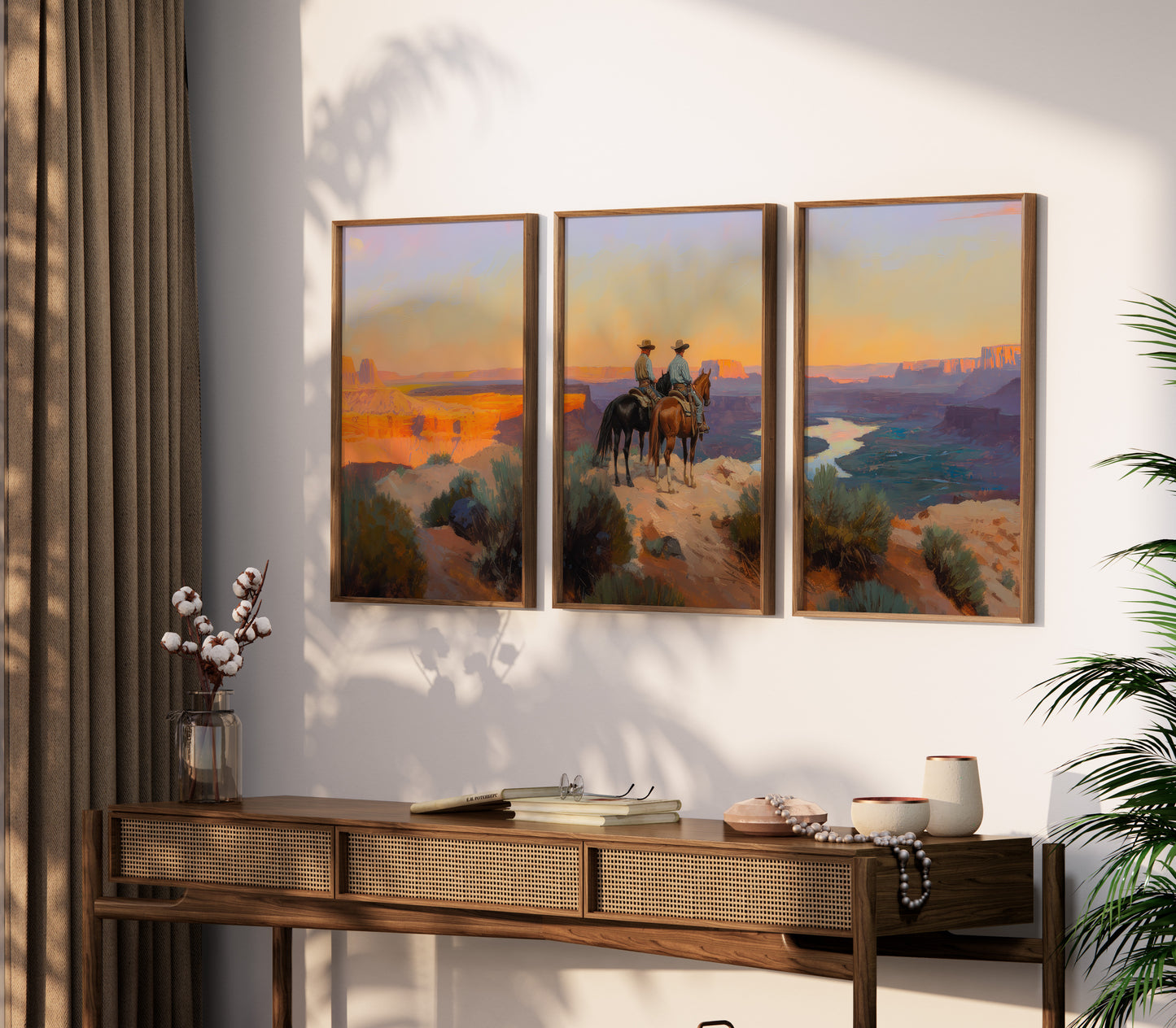 Evening Ride – Cowboy Sunset Triptych