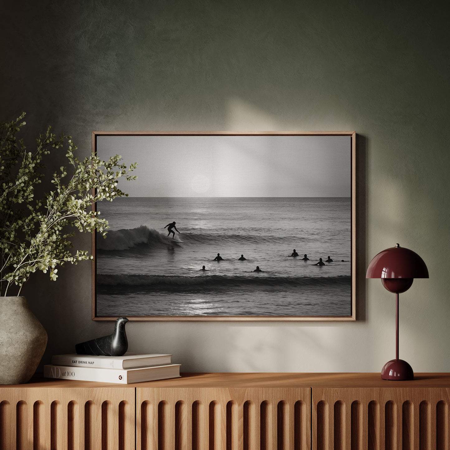 Sunset Lineup in Black and White