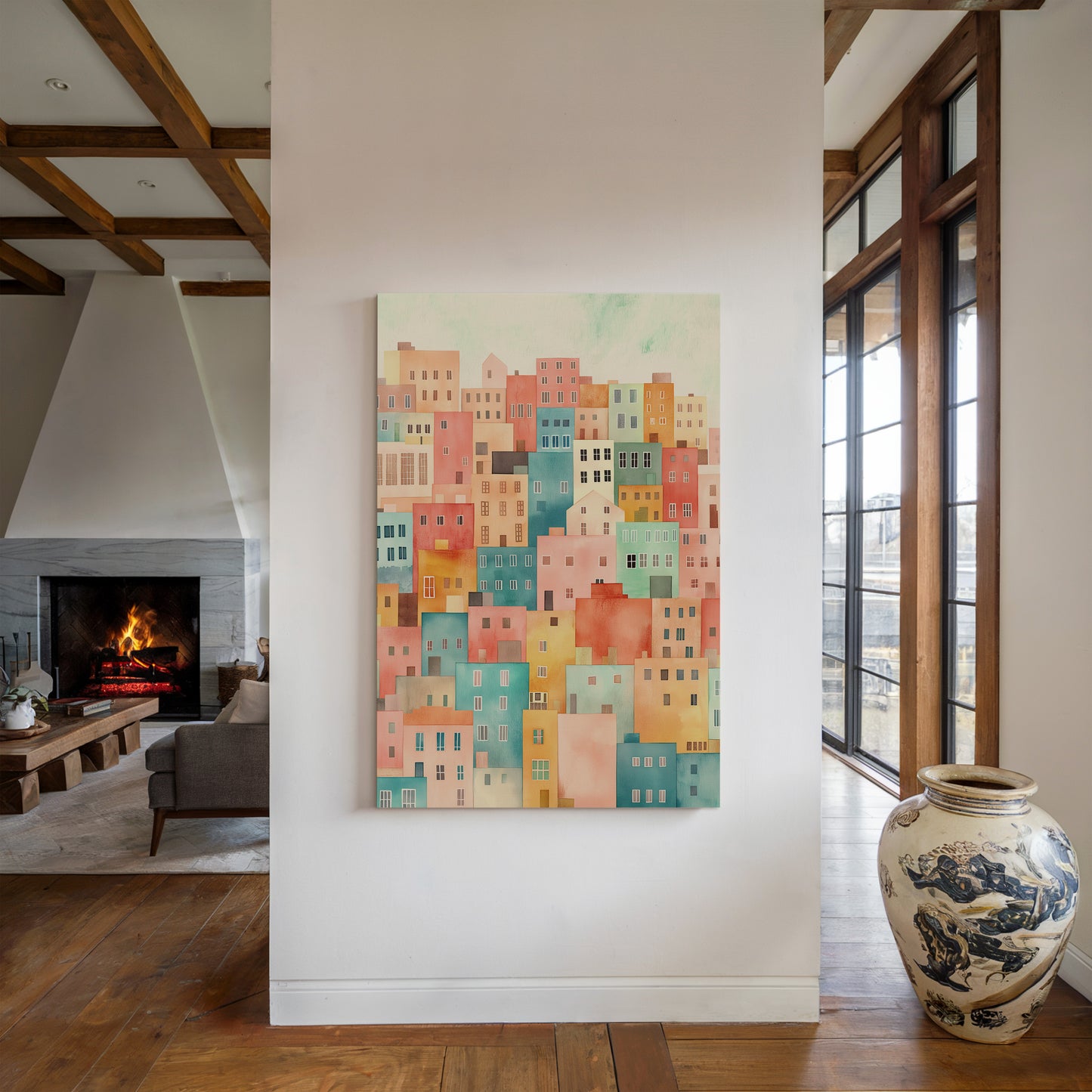 Stacked City Dreams Watercolor Print