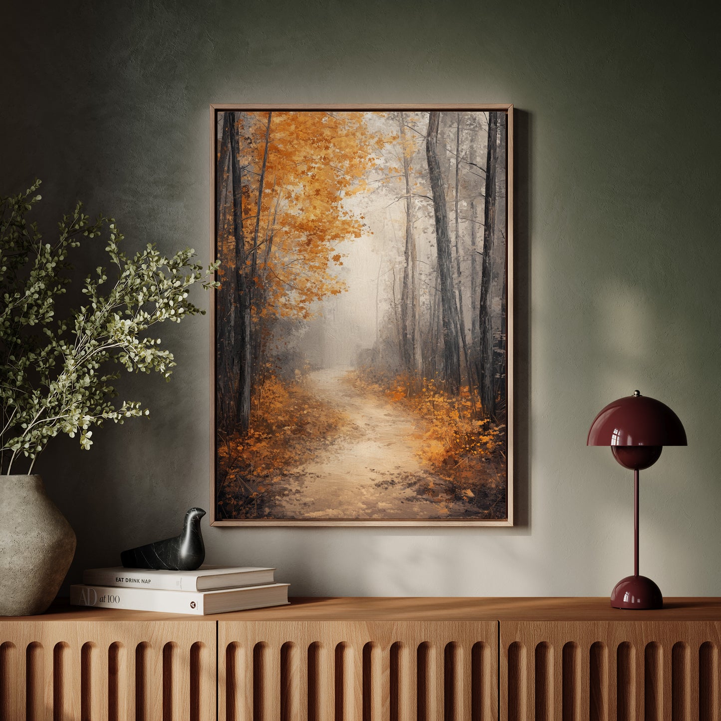 Golden Autumn Pathway Canvas Print - Tranquil Nature Art - Gallery Canvas image 13