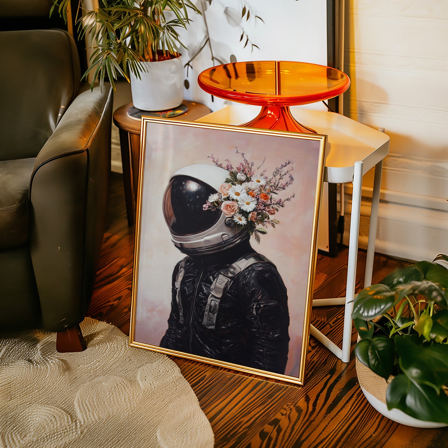 Astronaut with Blossoms on Blush