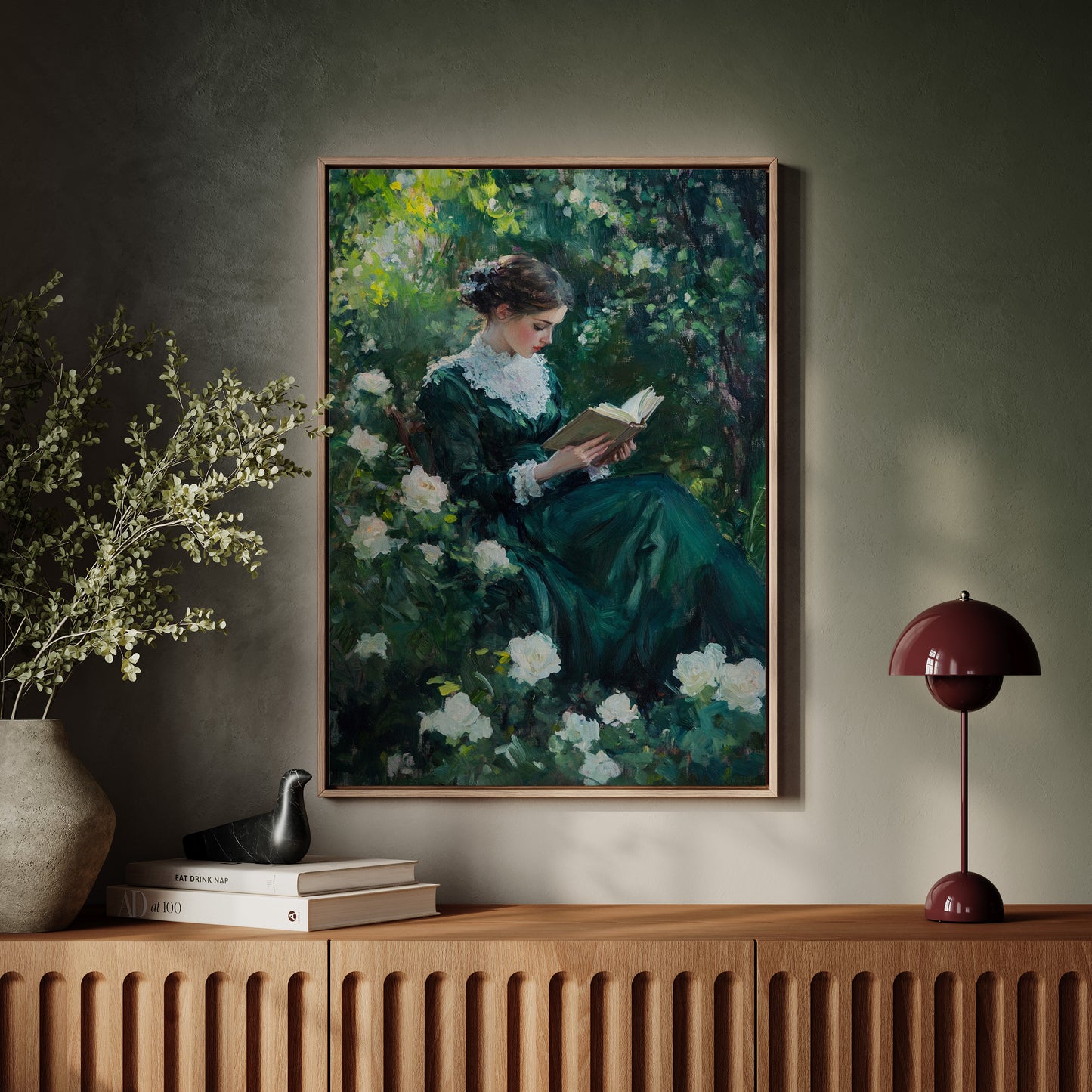 Victorian Lady Reading Portrait - Romantic Garden Art - Gallery Canvas image 11
