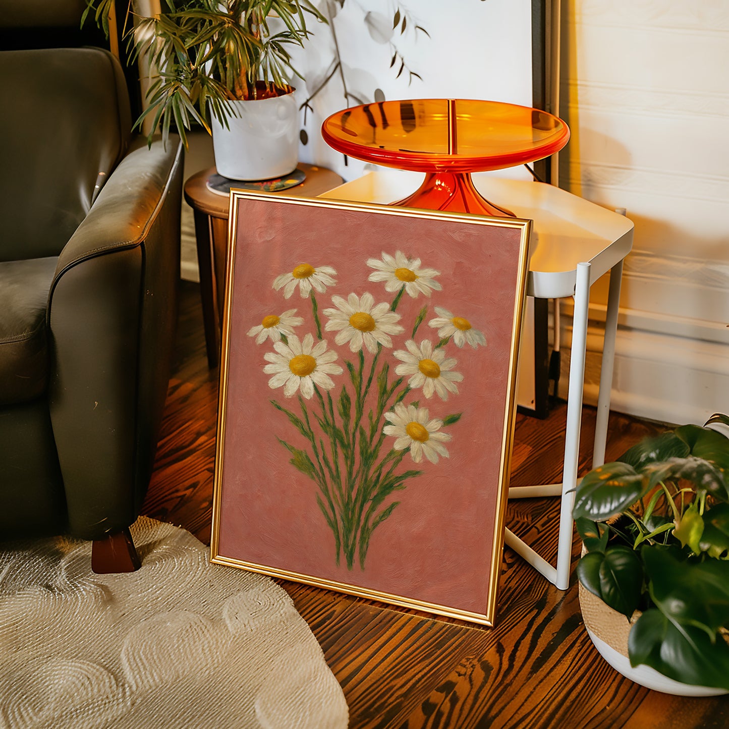 Wild Daisies on Blush Canvas