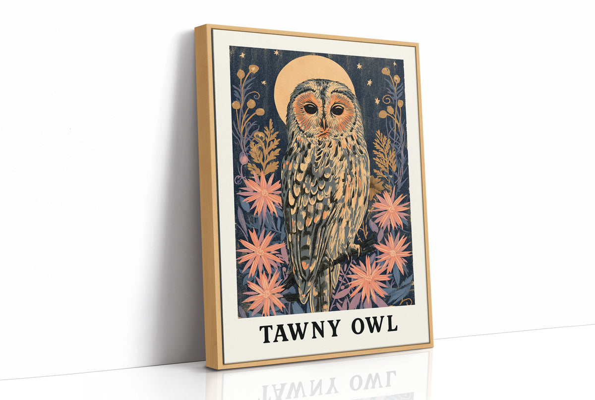 Tawny Owl Beneath a Golden Moon