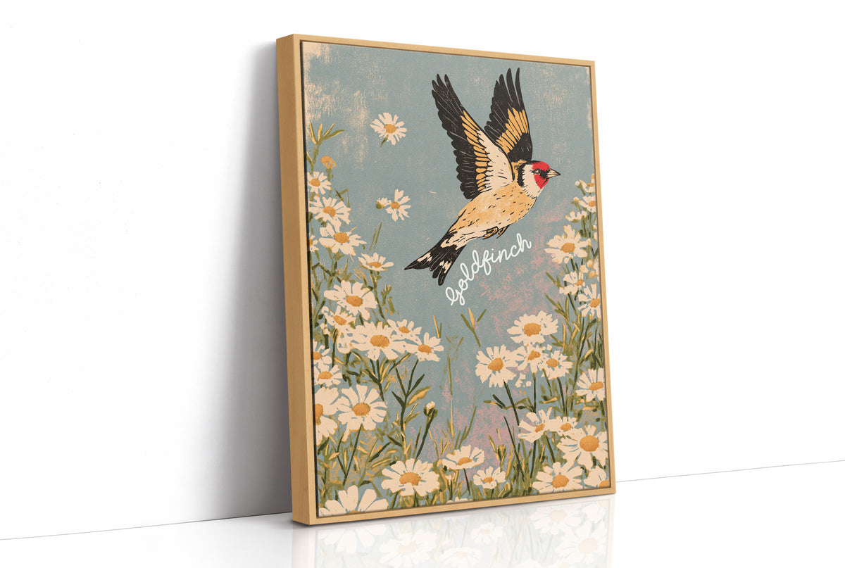 Goldfinch Rising Over Daisies