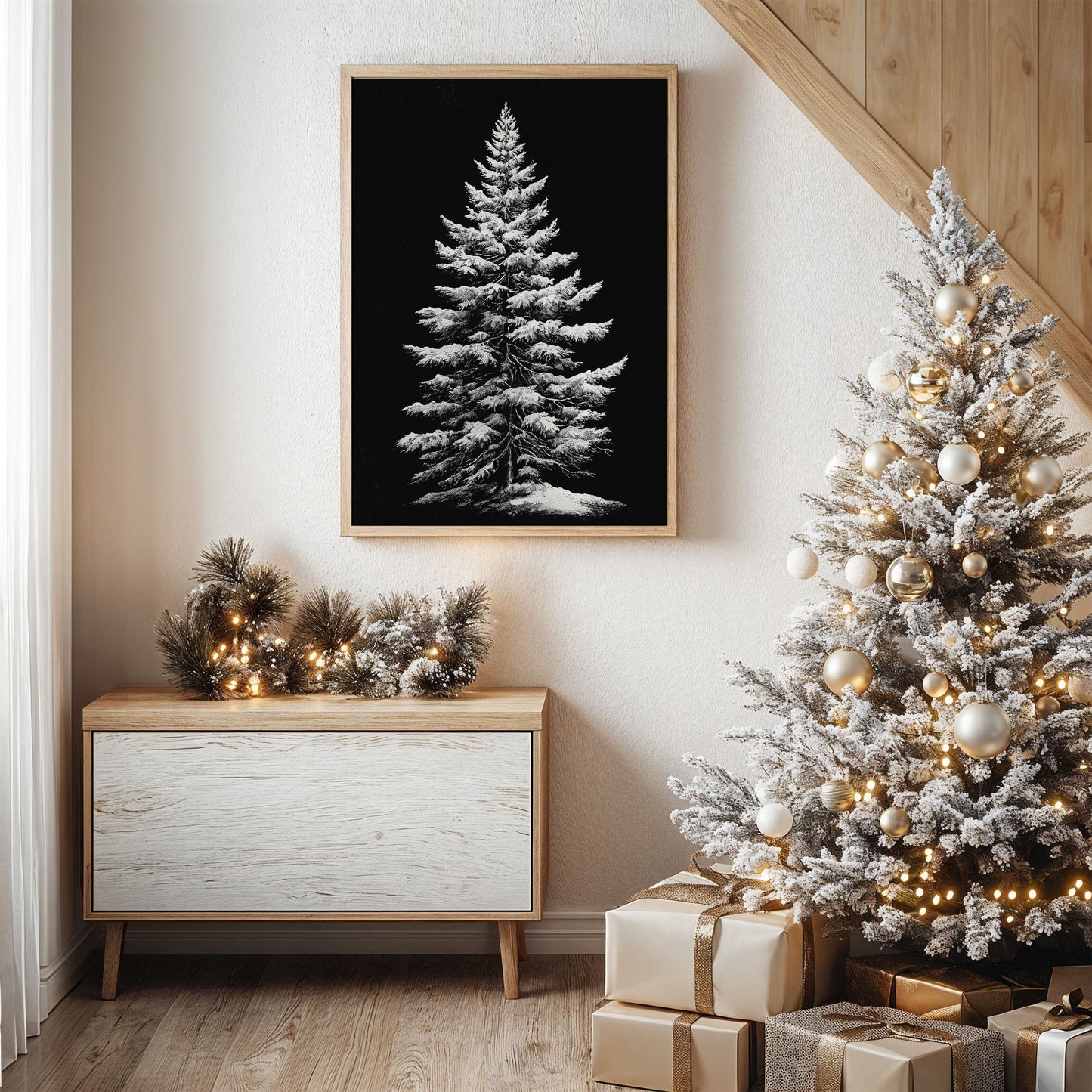 Silent Pine Stands In Midnight