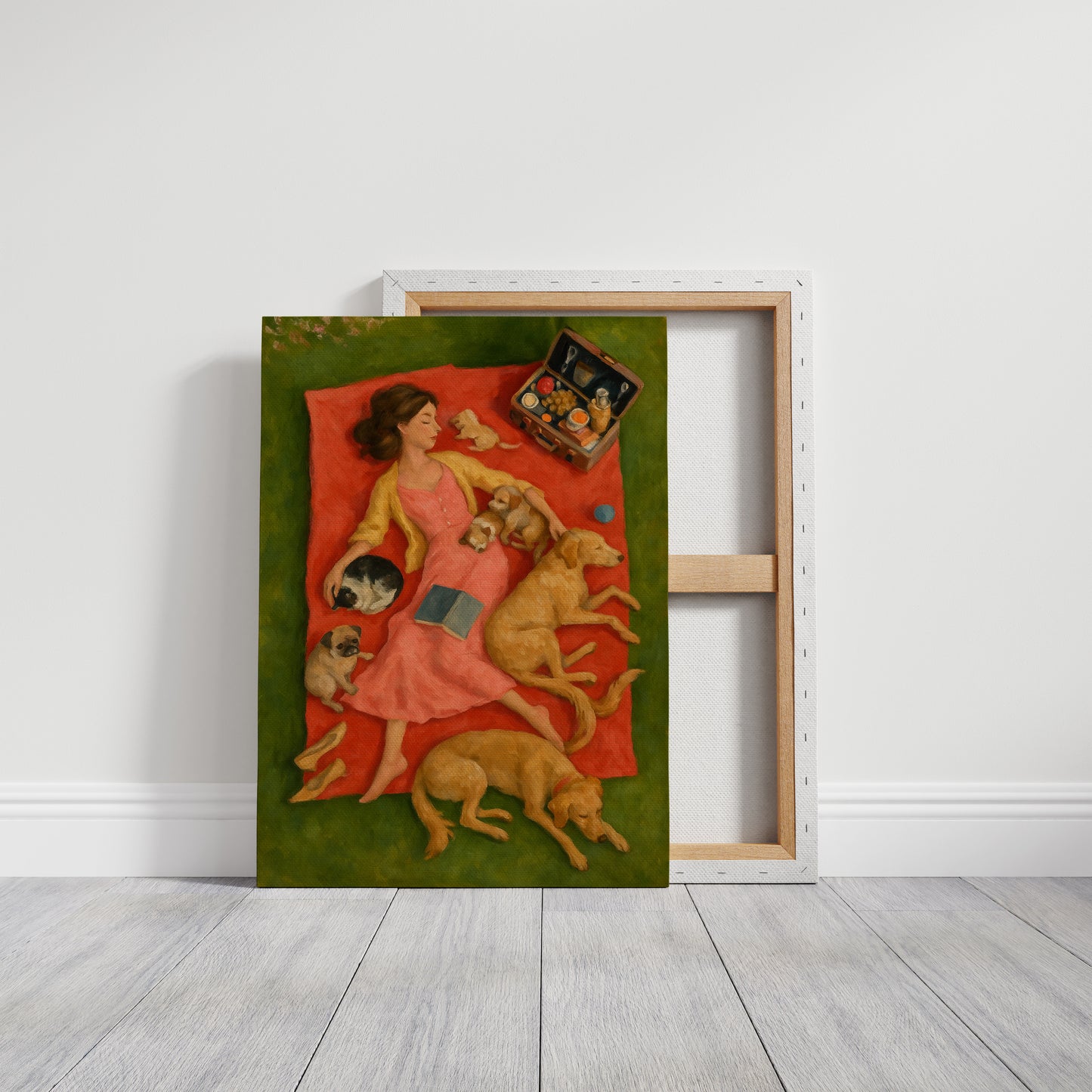 Picnic Nap with Dogs and a Book