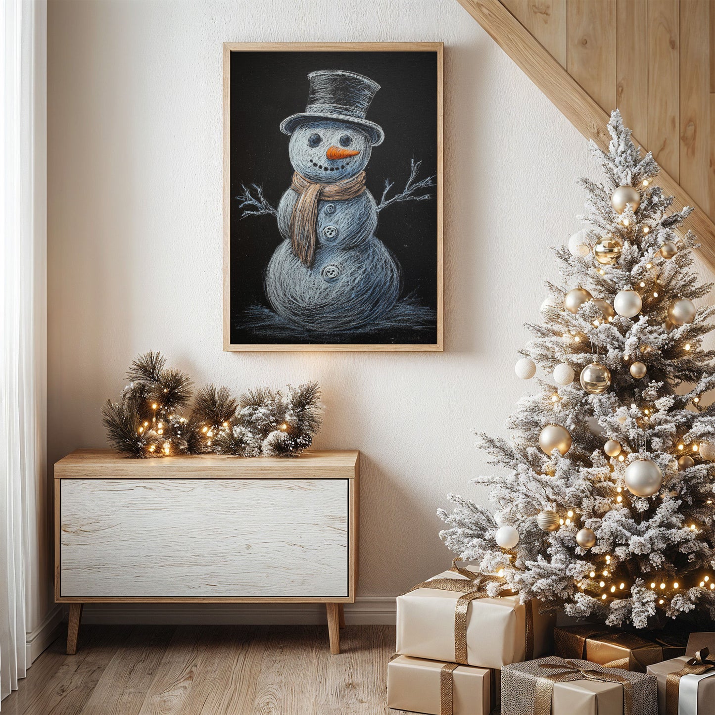 Snowman Tales On Winter Blackboard