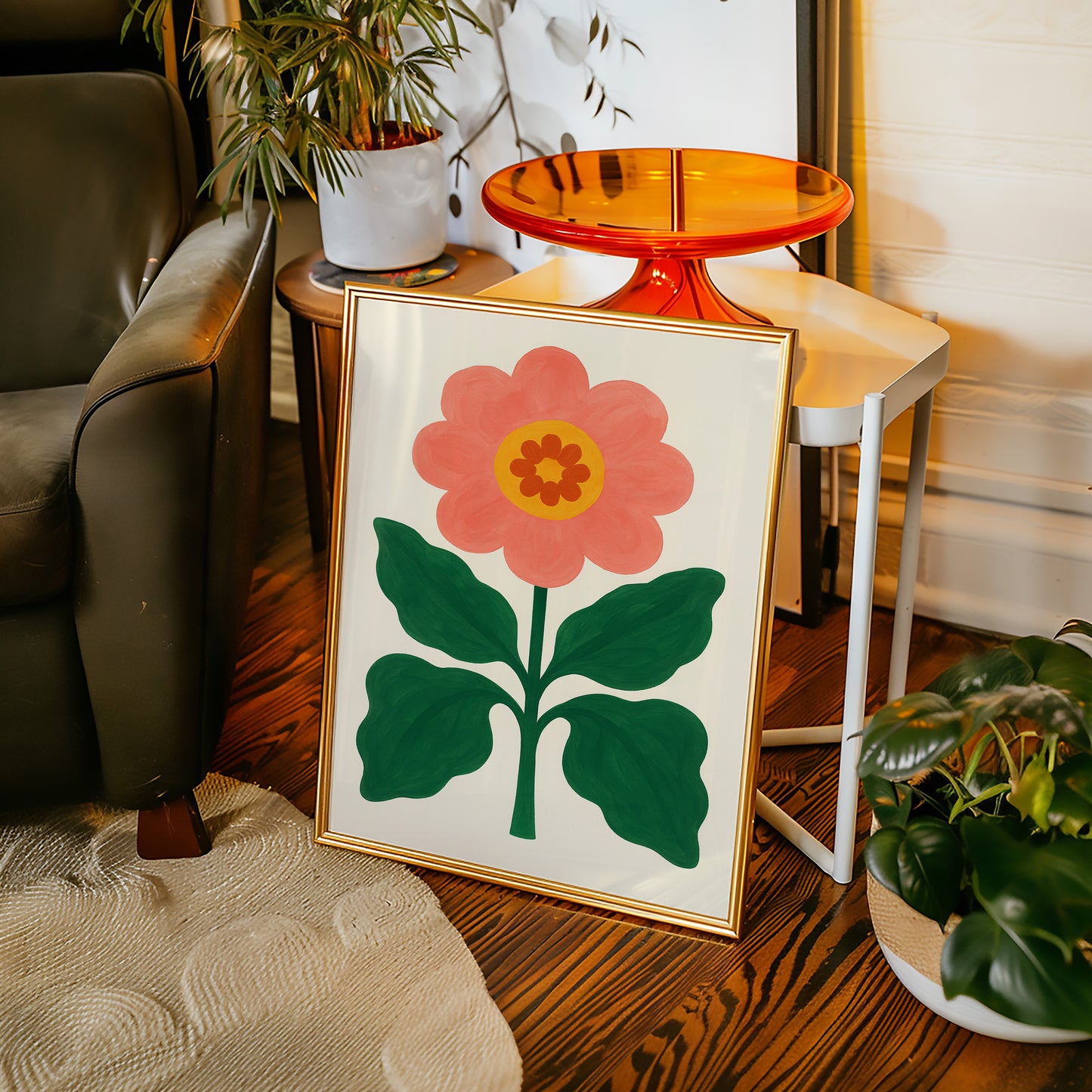 Sunny Bloom in Coral and Green