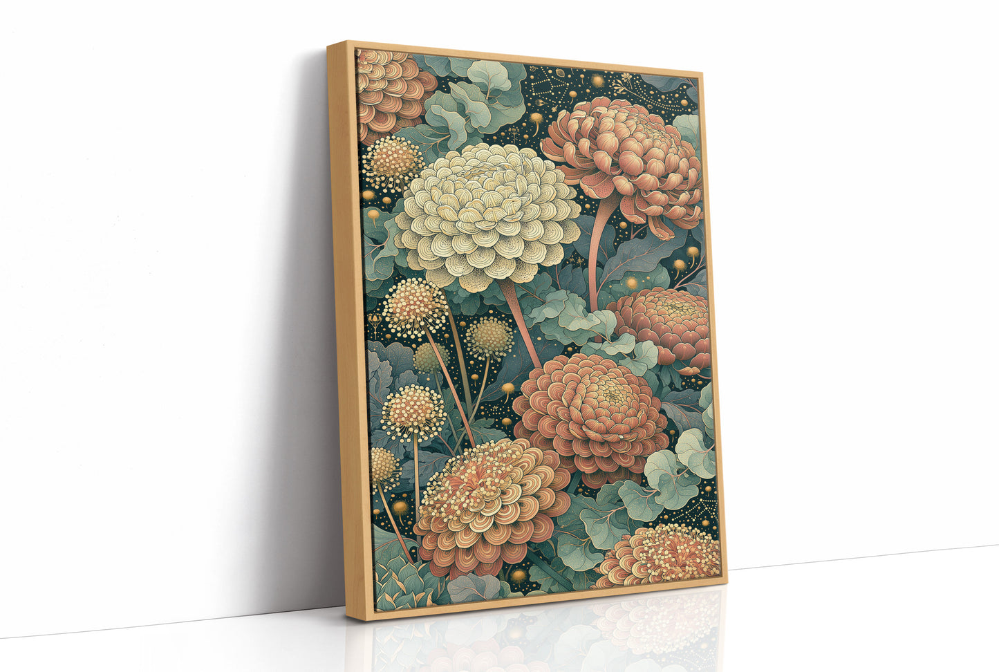 Coral Chrysanthemums Beneath the Constellations