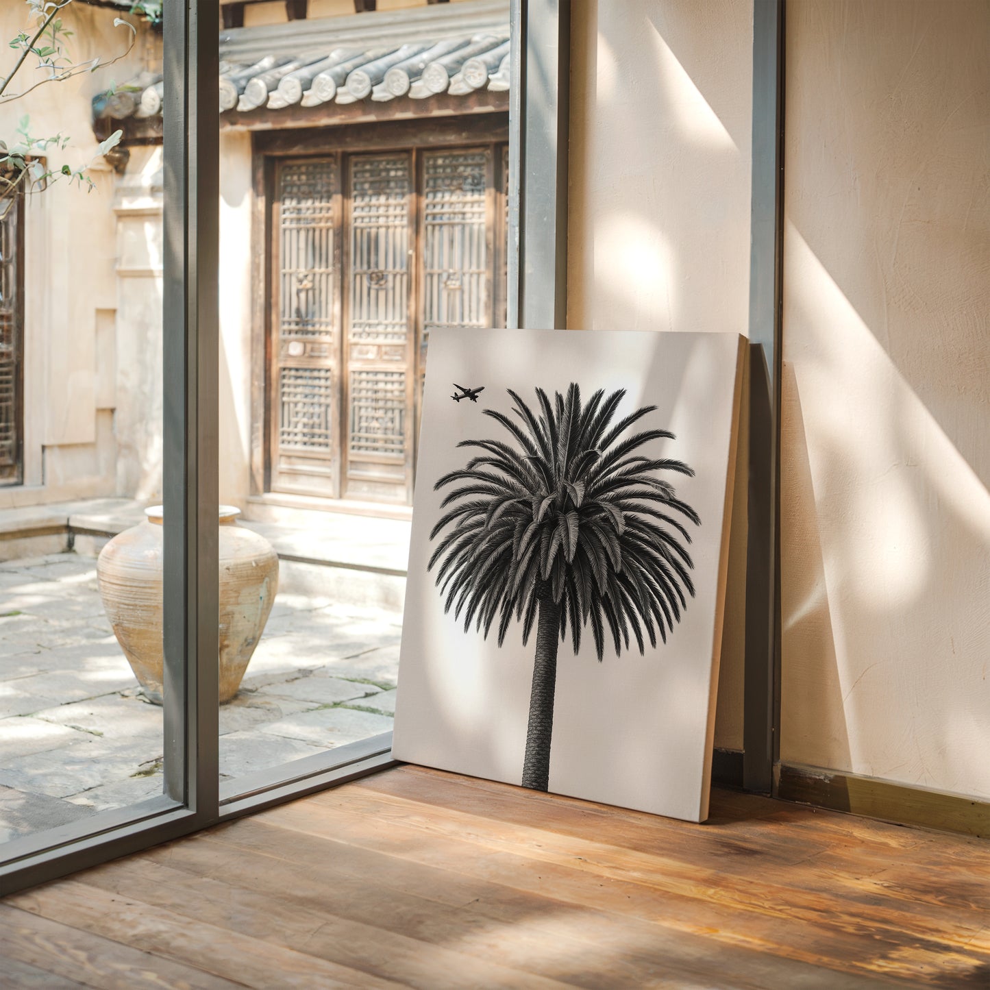 Palm Crown and Passing Plane