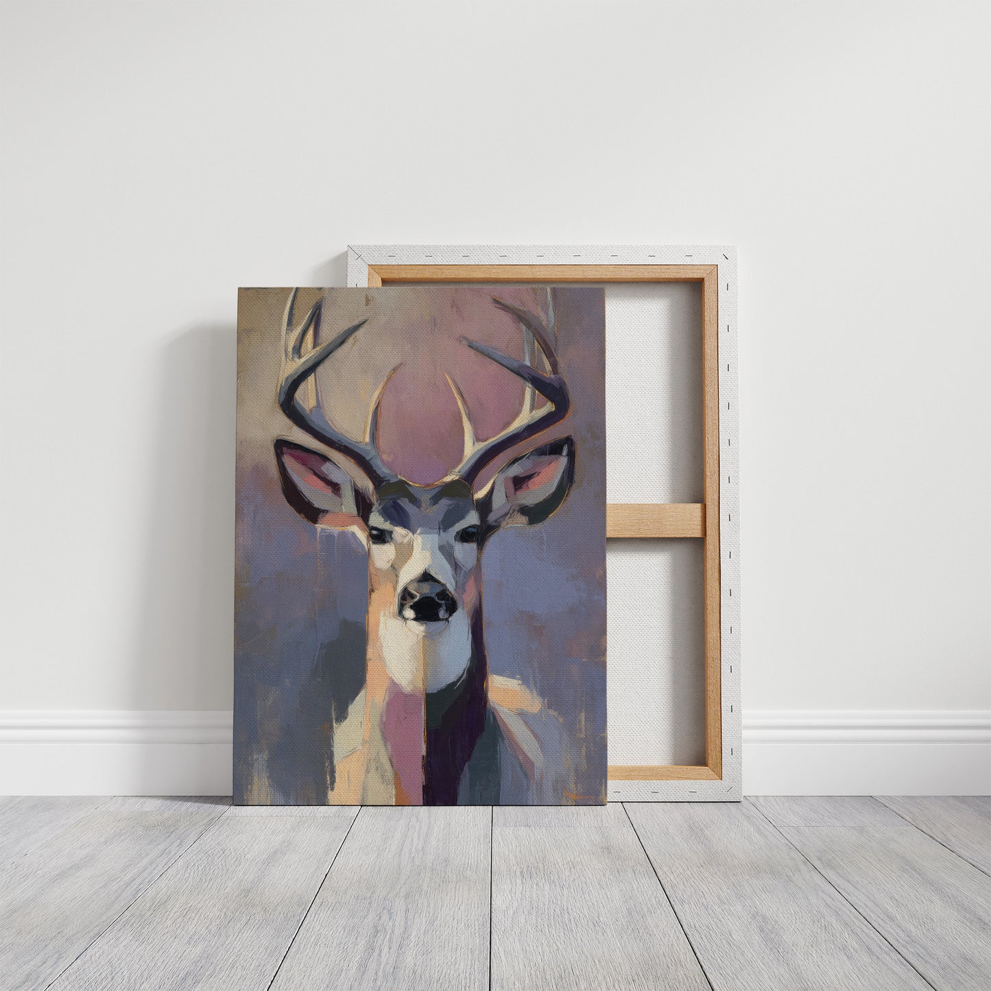 Majestic Gaze: Stag in Pastel Abstraction