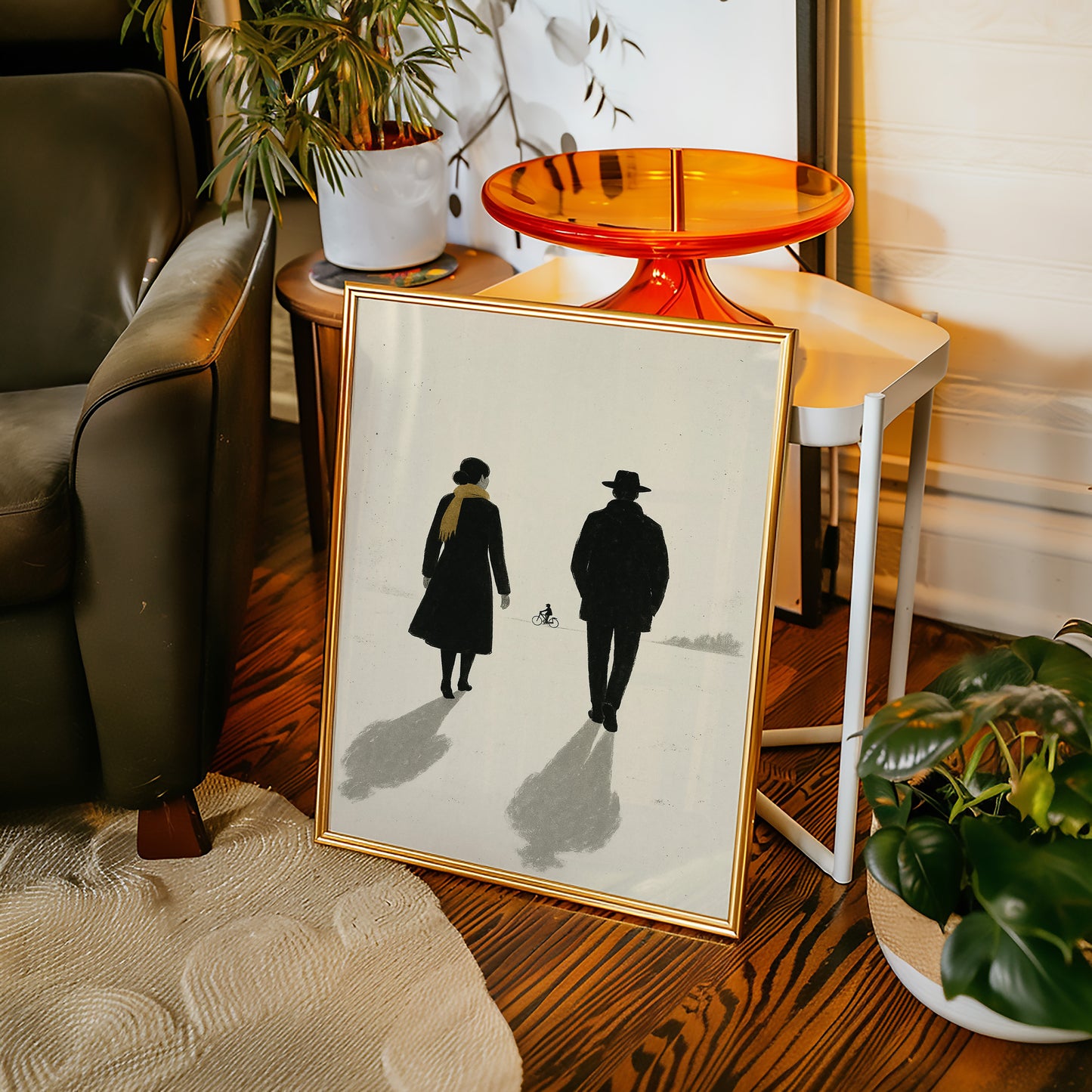 Winter Walk with Yellow Scarf