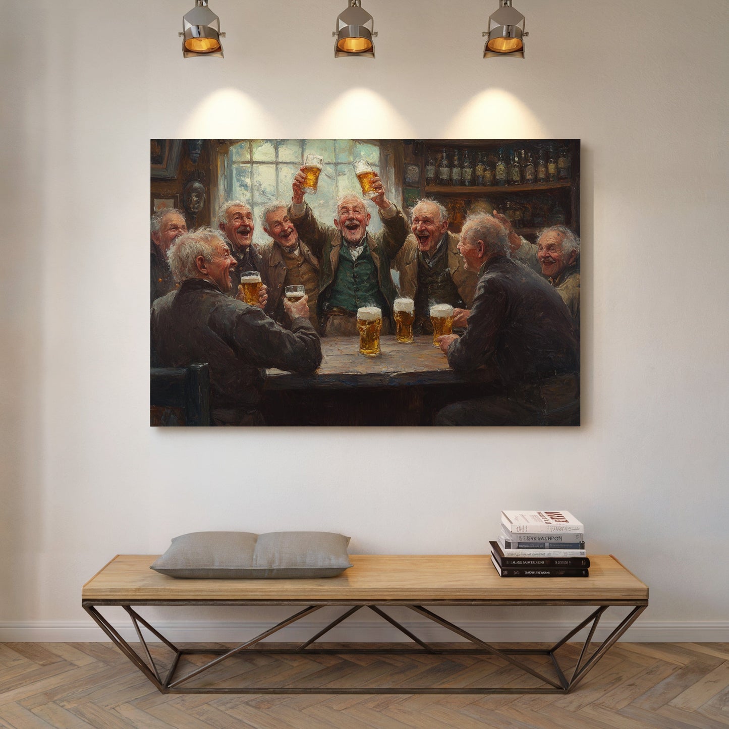 Timeless Camaraderie: Vintage Pub Celebration Canvas Wall Art