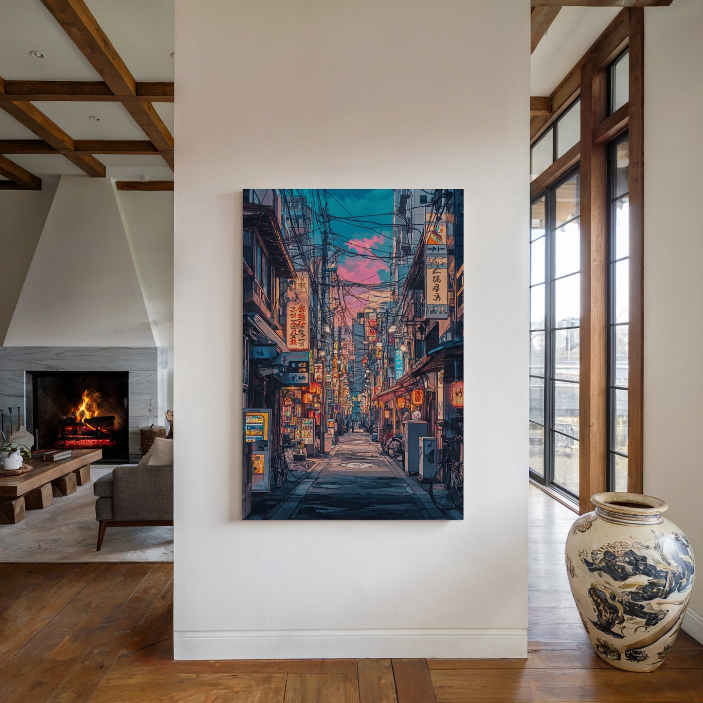 Vibrant Tokyo Street Art Print – Neon Cityscape Aesthetic