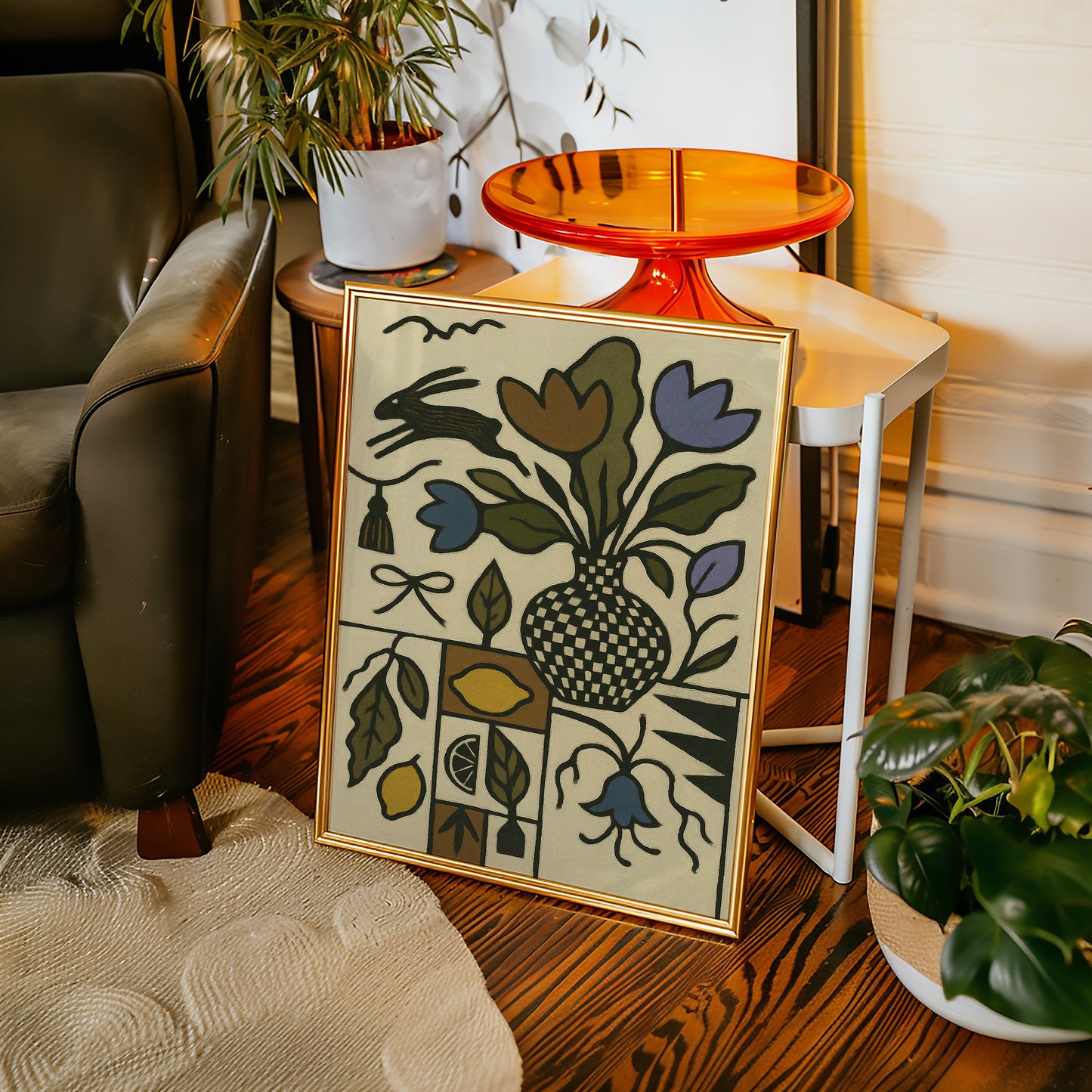 Lemon Rabbit Folk Vase