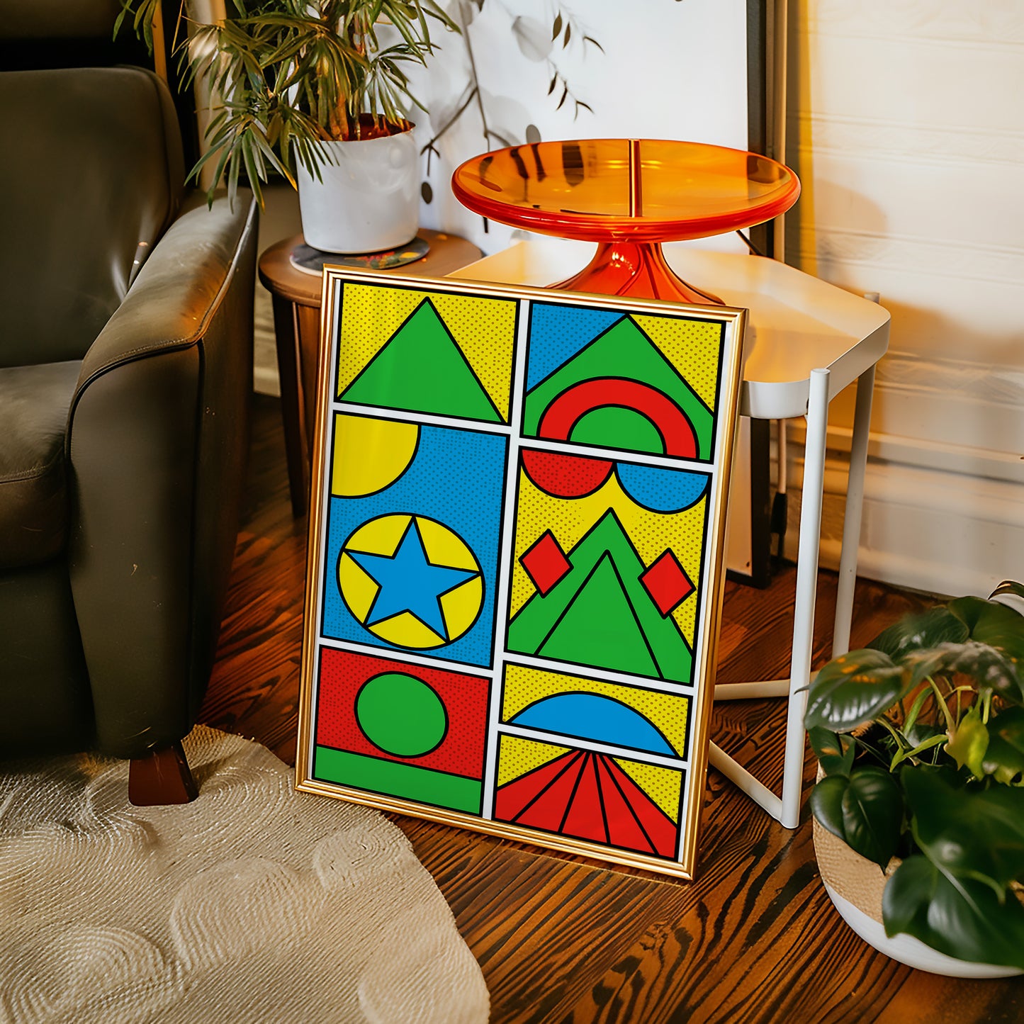 Pop Geometry in Primary Color Panels