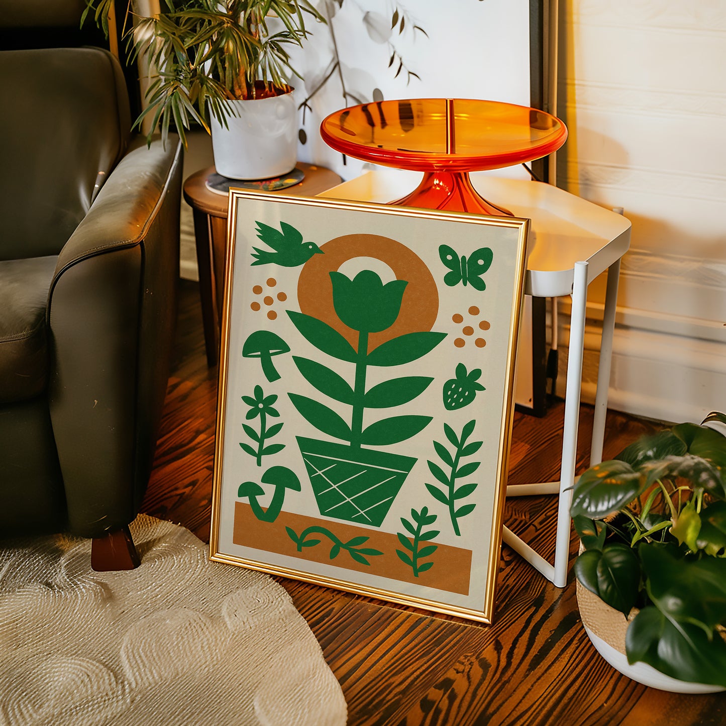 Folk Garden with Bird and Butterfly