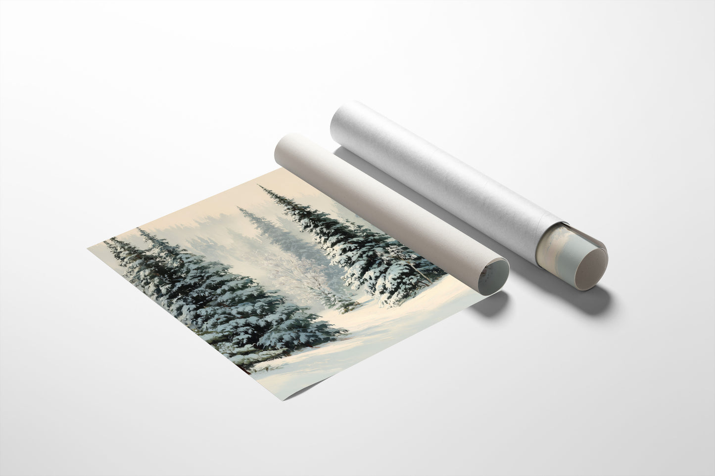 Snow Settles Among Northwoods Pineway