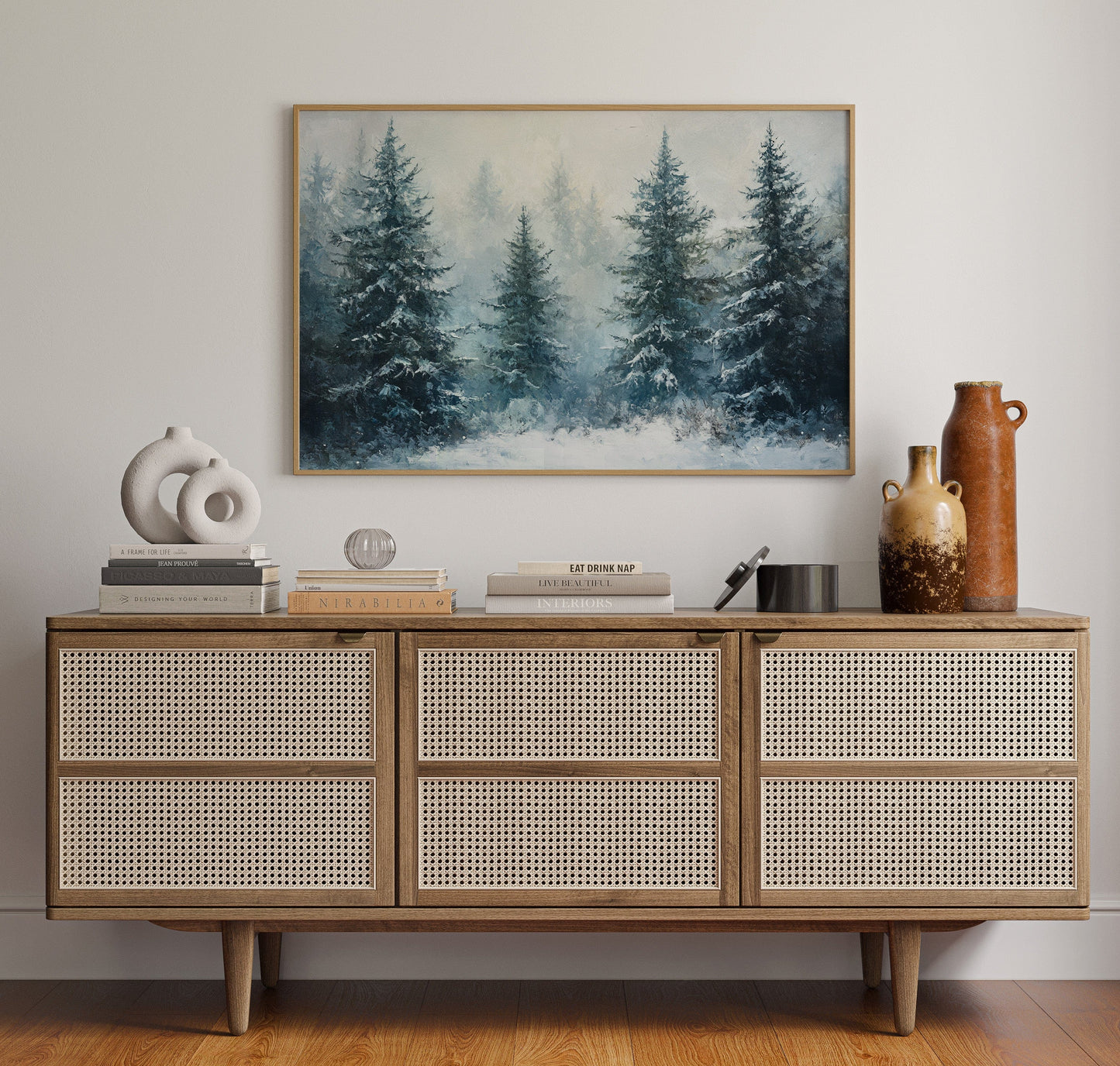 Silent Snow Settles Among Evergreens