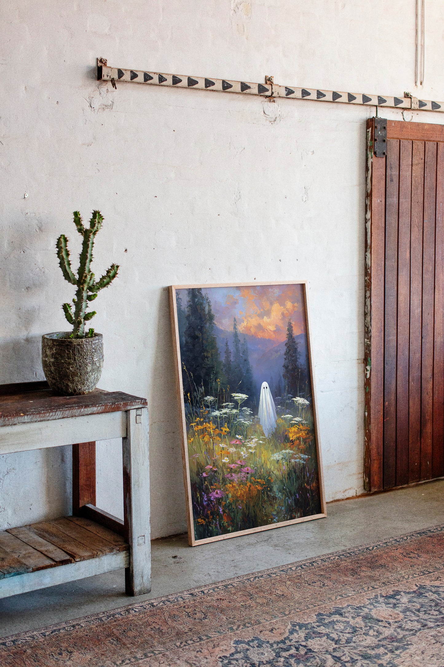 Ghostly Meadow Landscape Canvas - Whimsical Nature Art - Gallery Canvas image 9