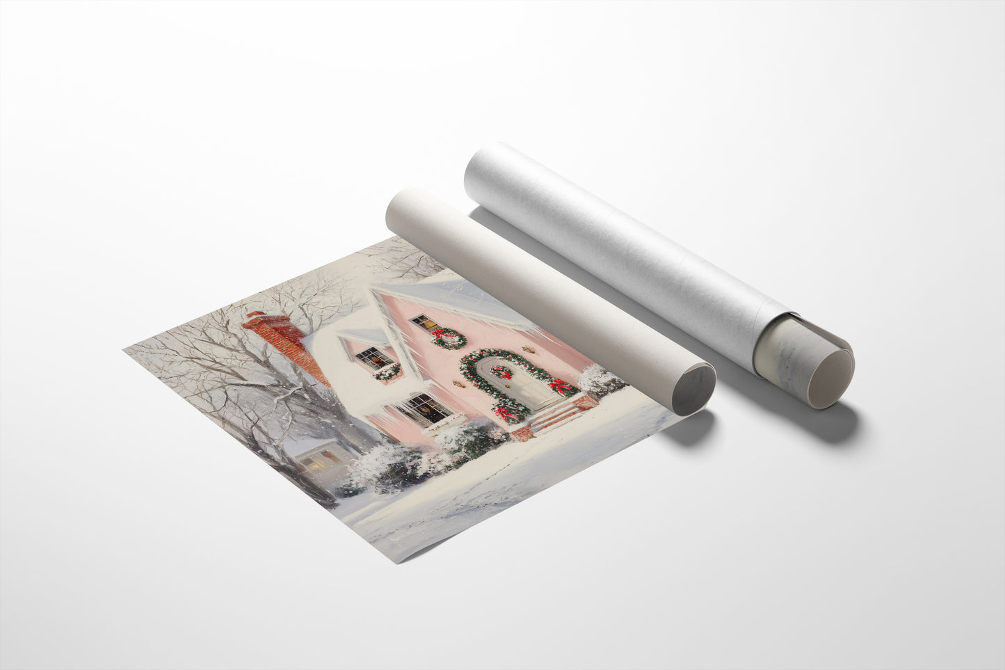 Pink Cottage Wears Winter's Crown