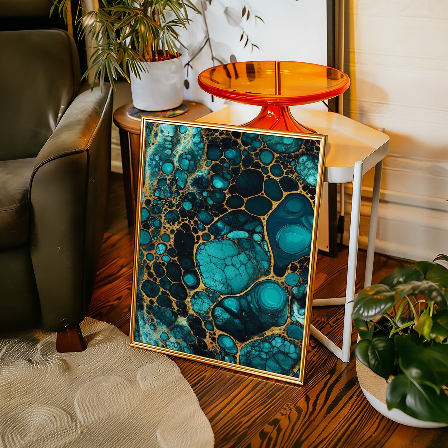 Electric Tides in Teal and Gold