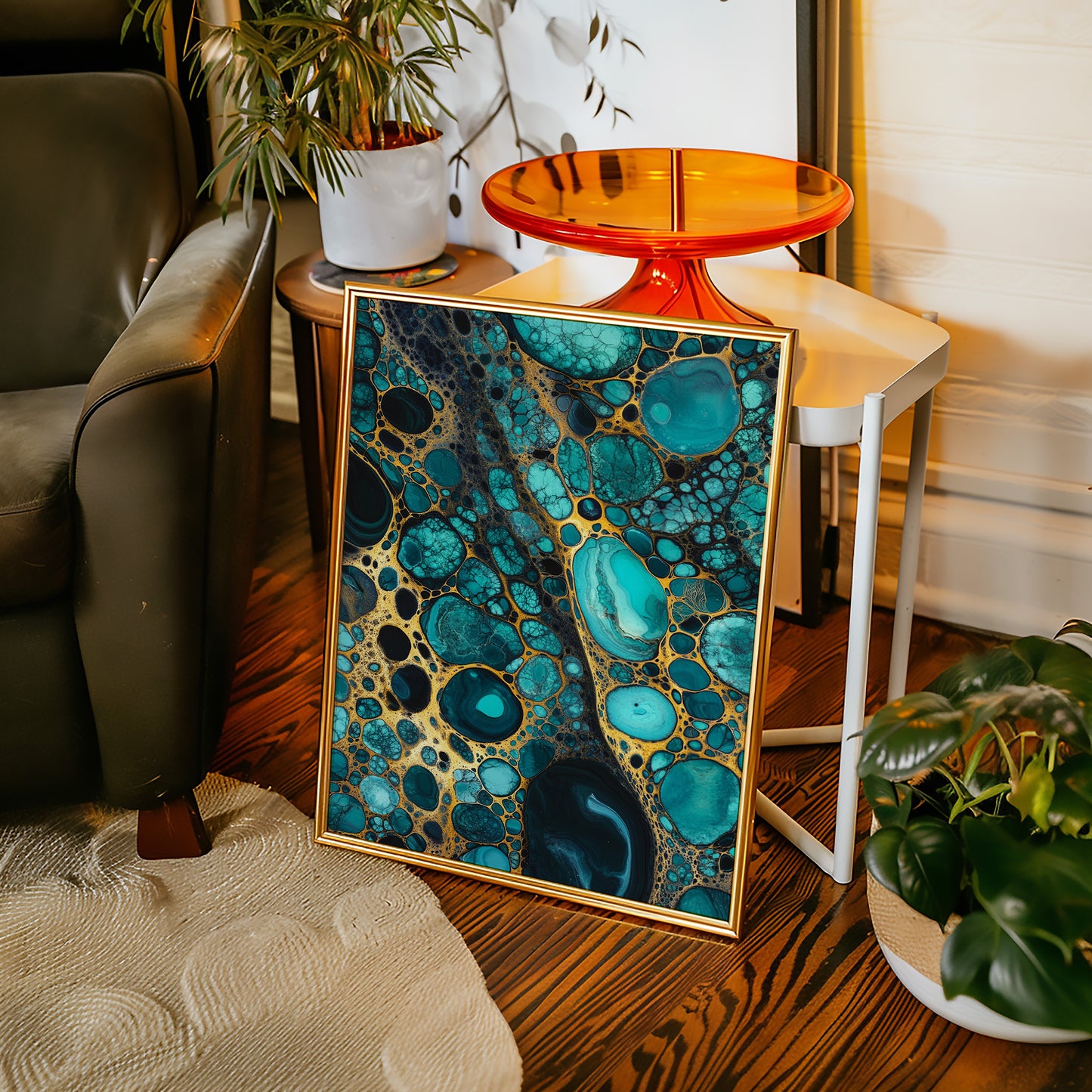 Golden Currents Beneath Turquoise Skin