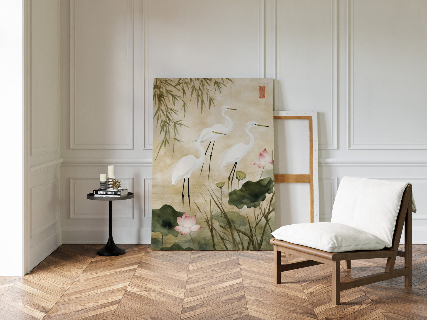 Japanese Egret Wall Art – Elegant Minimalist Nature Print