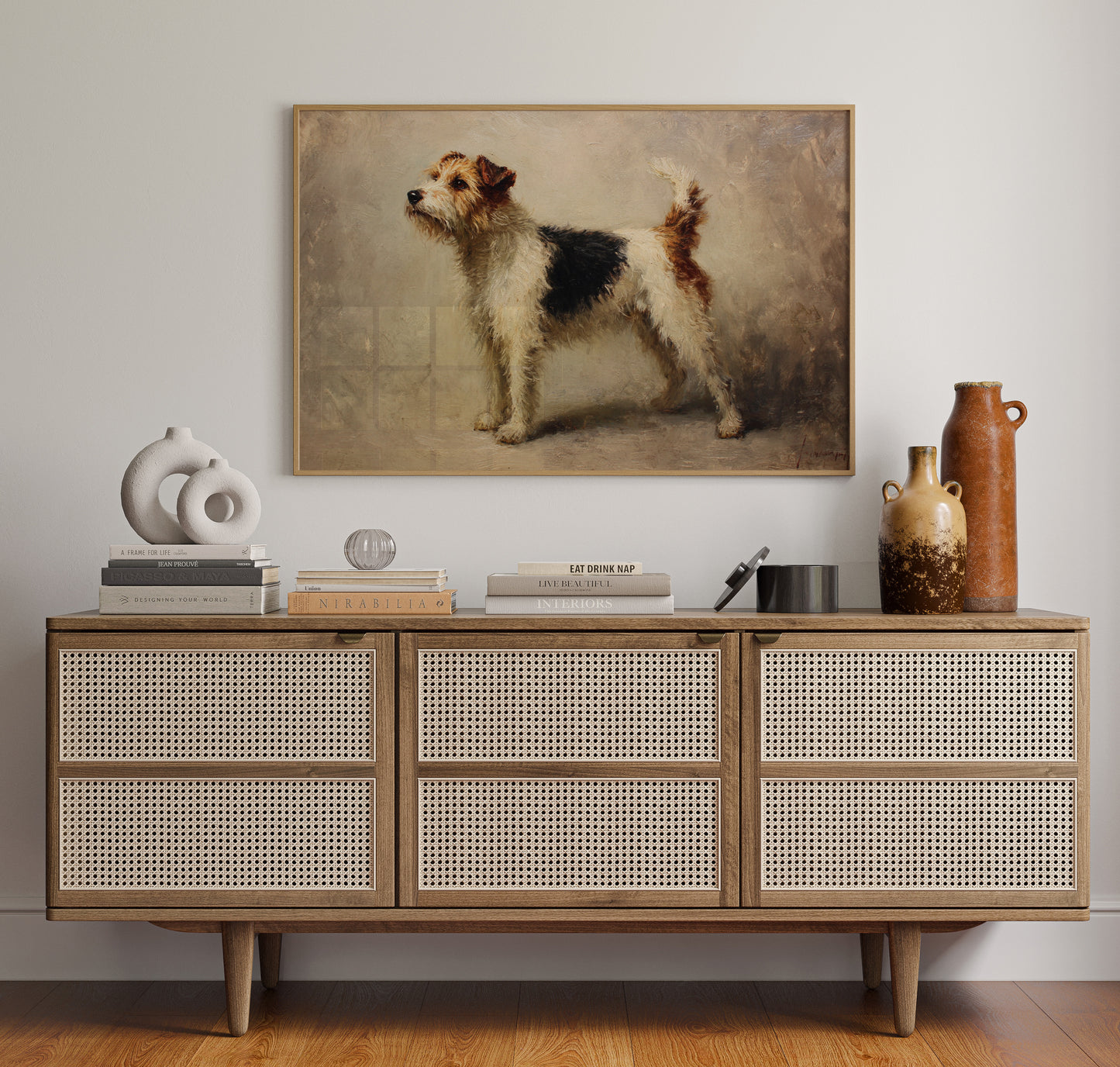 Noble Fox Terrier Stands Alert