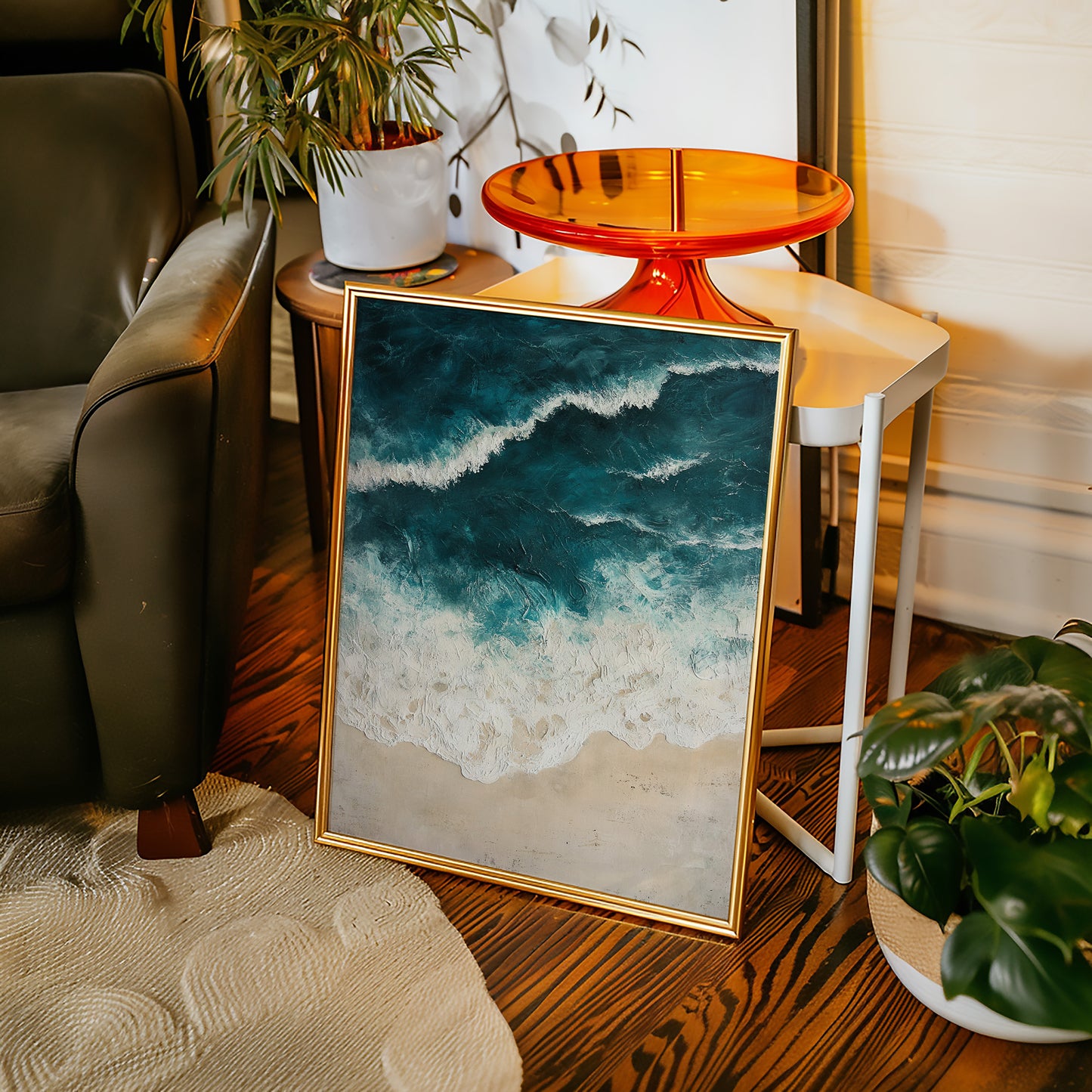 Textured Shoreline in Teal and Sand