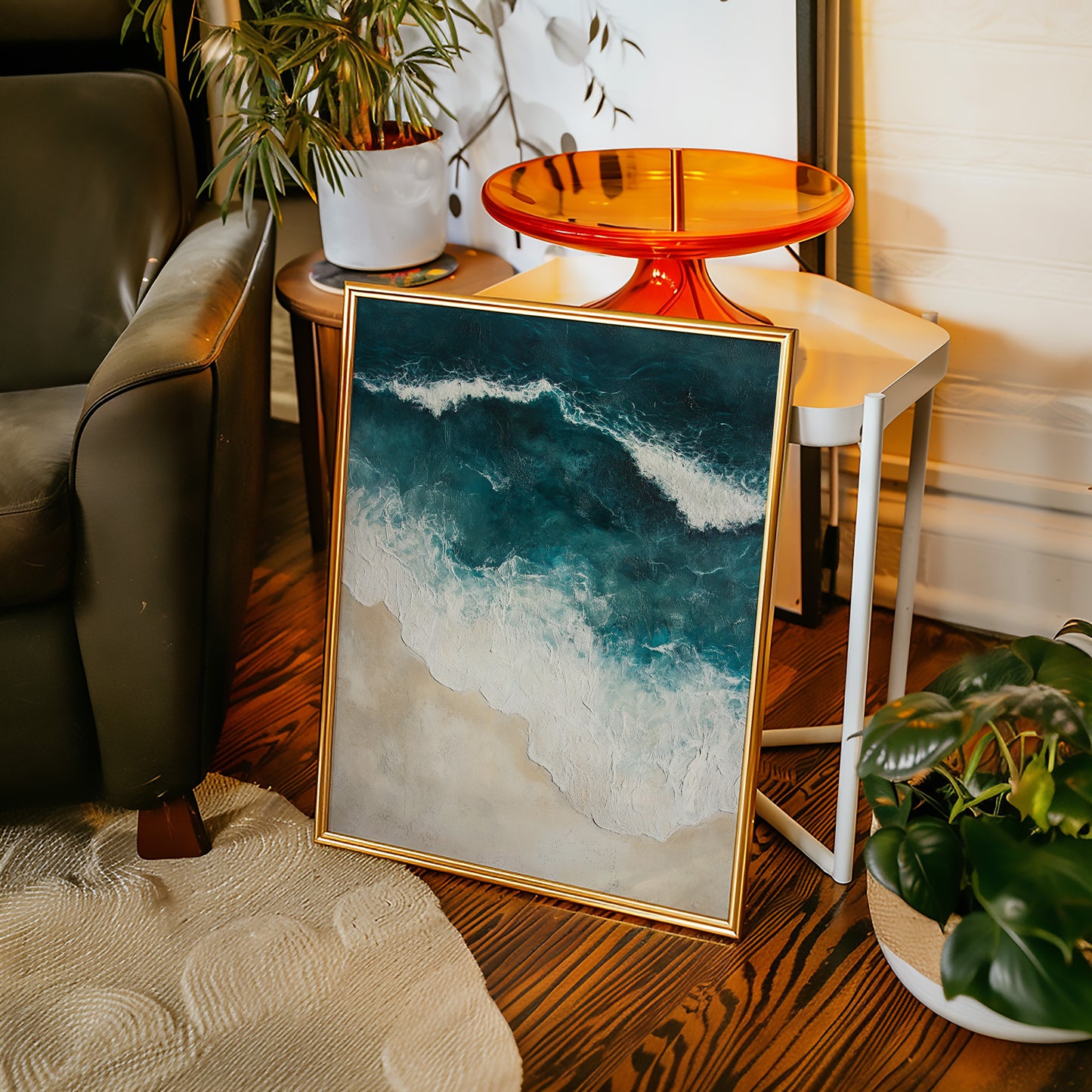 Waves Crashing on Sculpted Shore