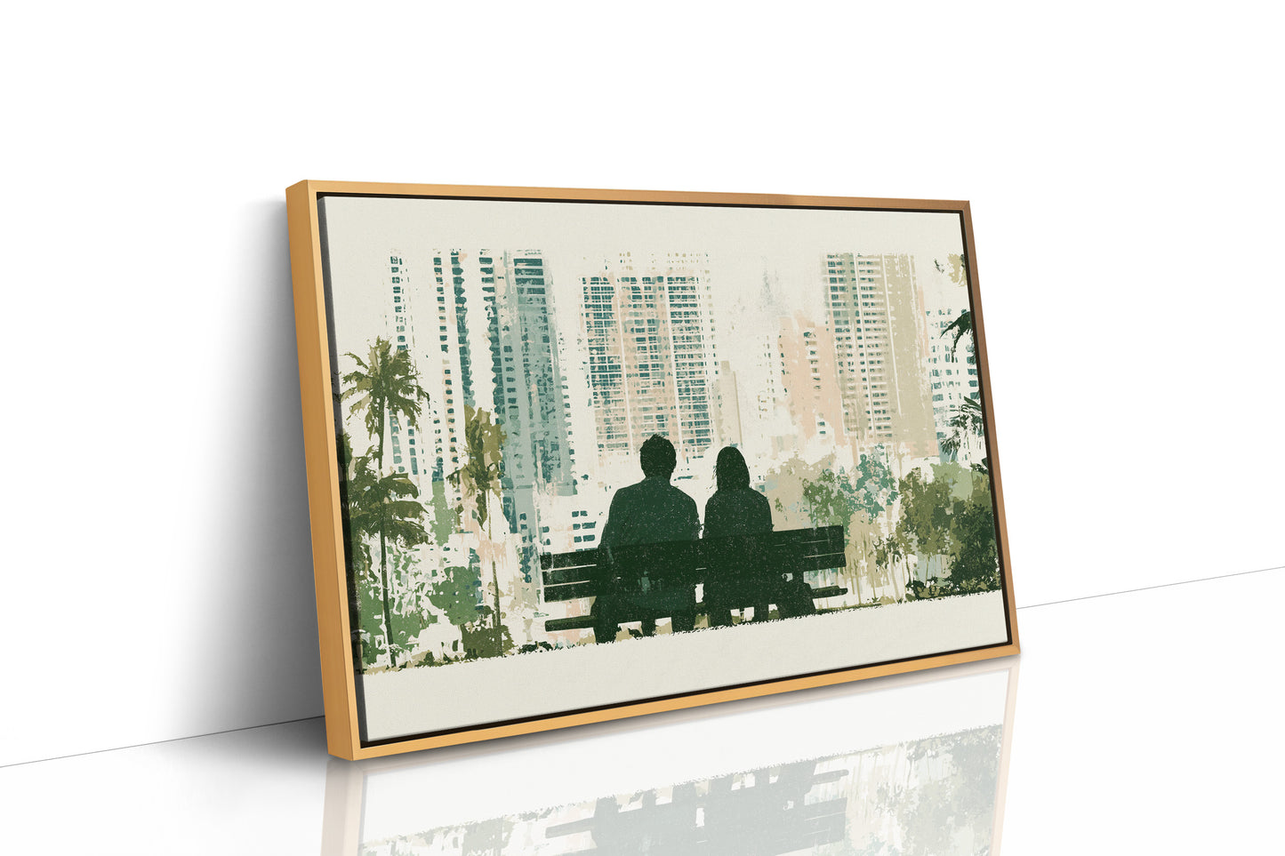Park Bench, City Backdrop