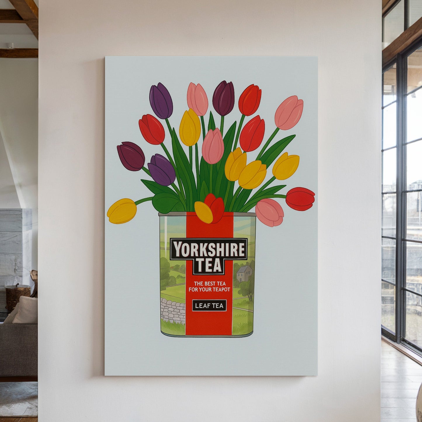 Tulips in a Yorkshire Tea Tin