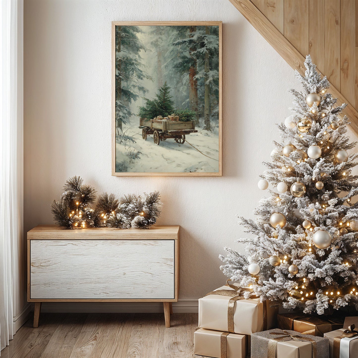 Forgotten Wagon In Winter Woods