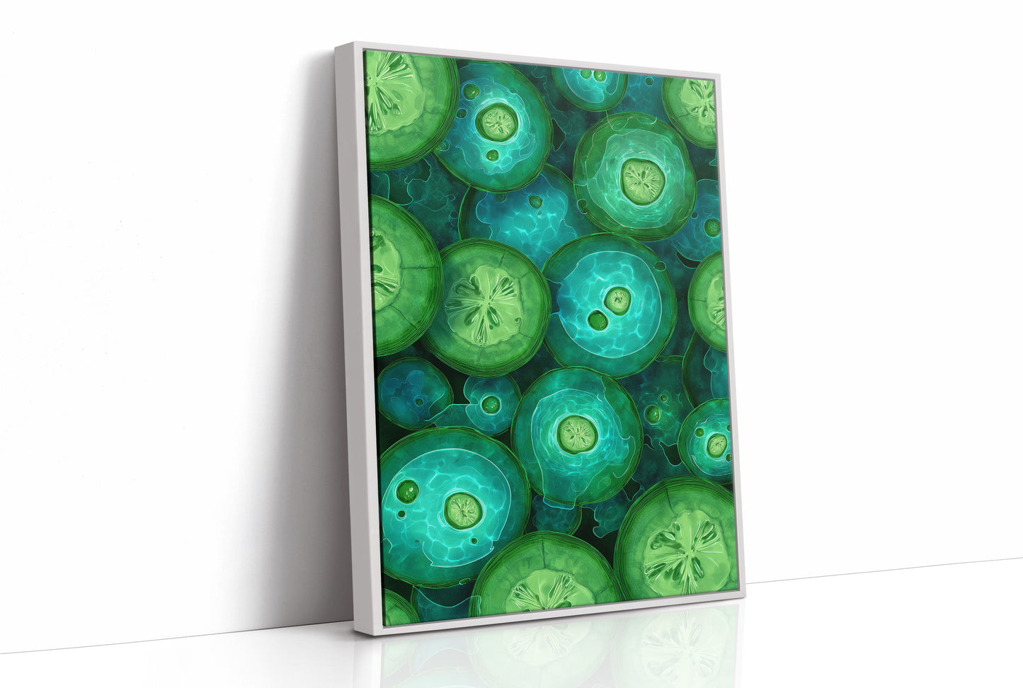 Emerald Slices in Still Water