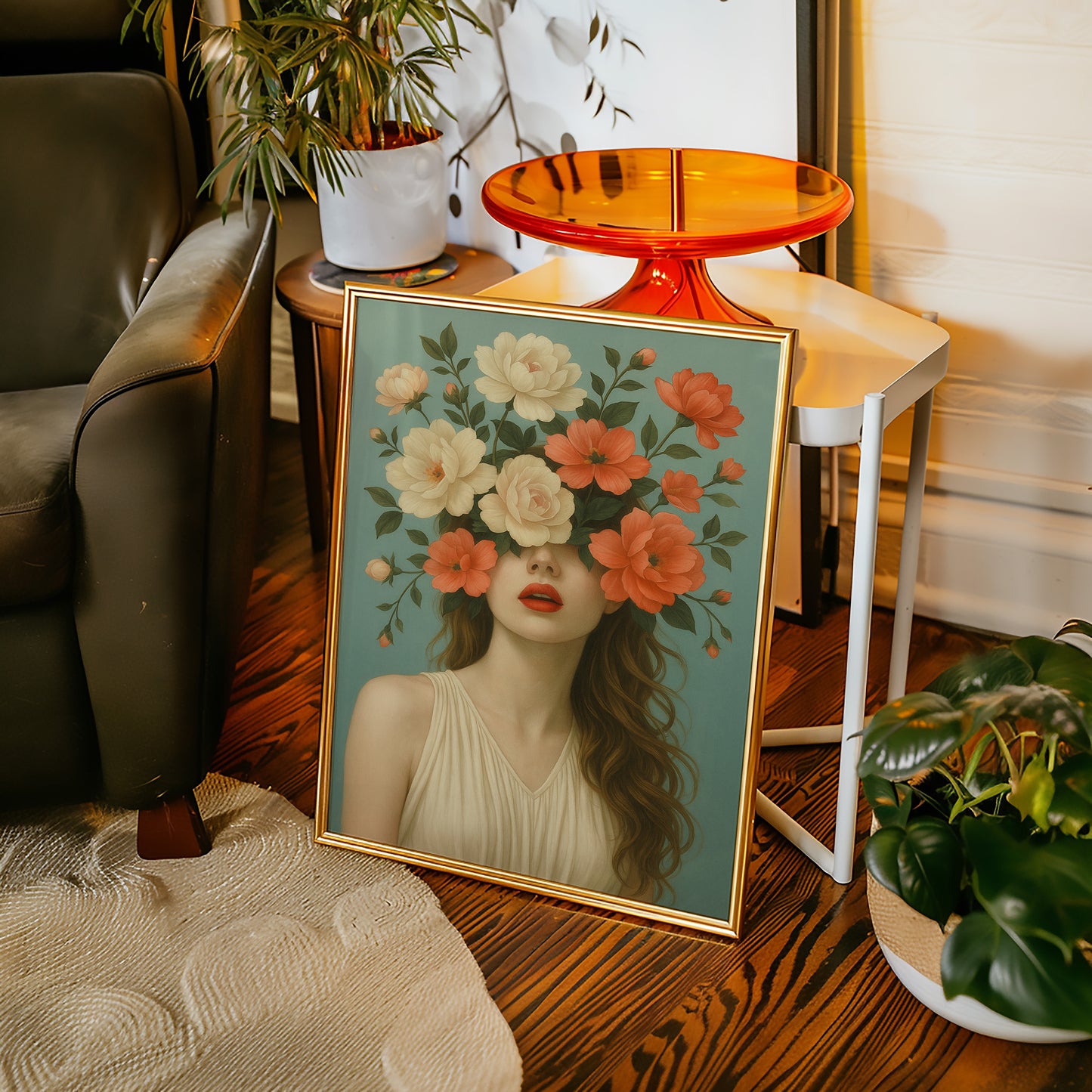 Flourish in Coral and Cream