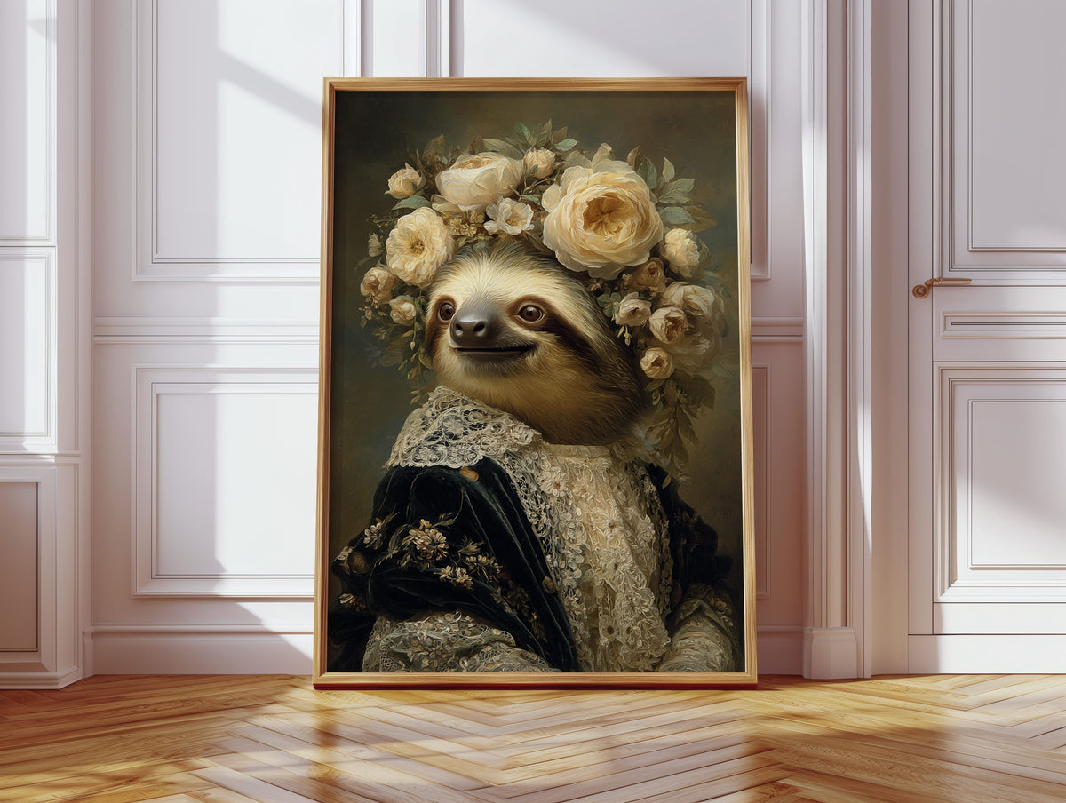 Regal Sloth Amidst Blossoms